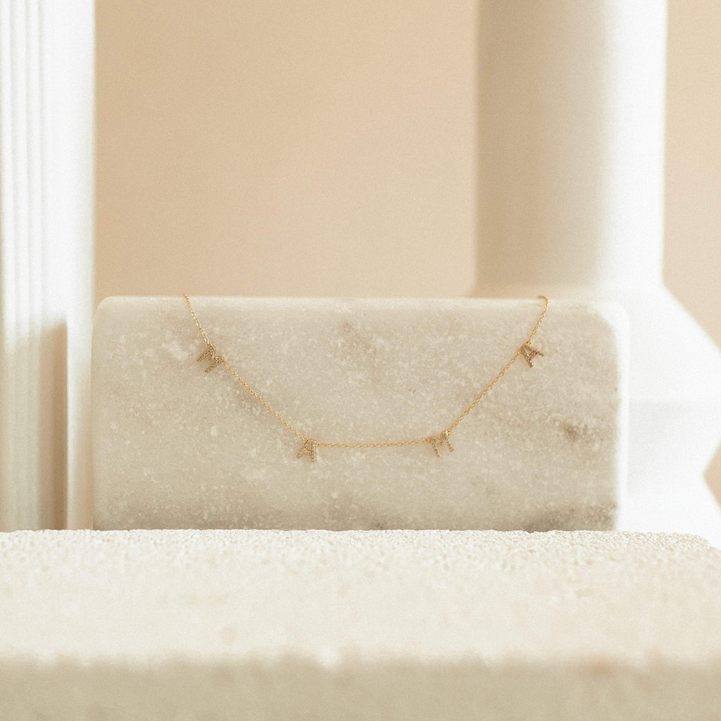 Pave Mama Letter Necklace