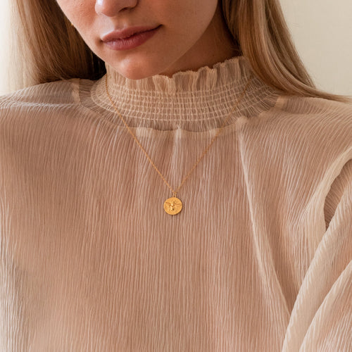Bee Coin Necklace in Rose Gold