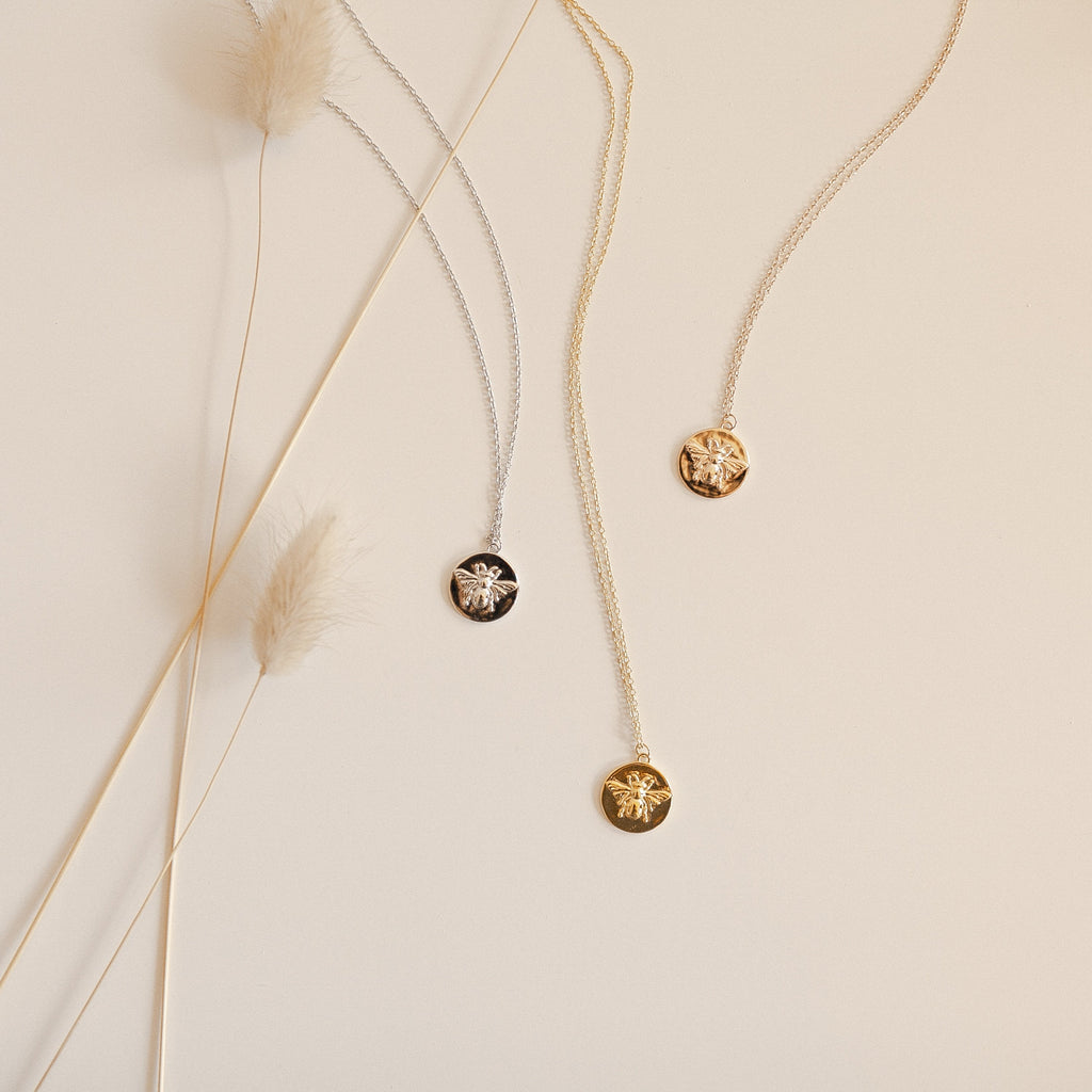 Bee Coin Necklace in 18K Gold