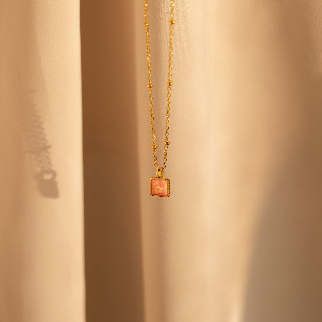 Pink Opal Pendant Necklace