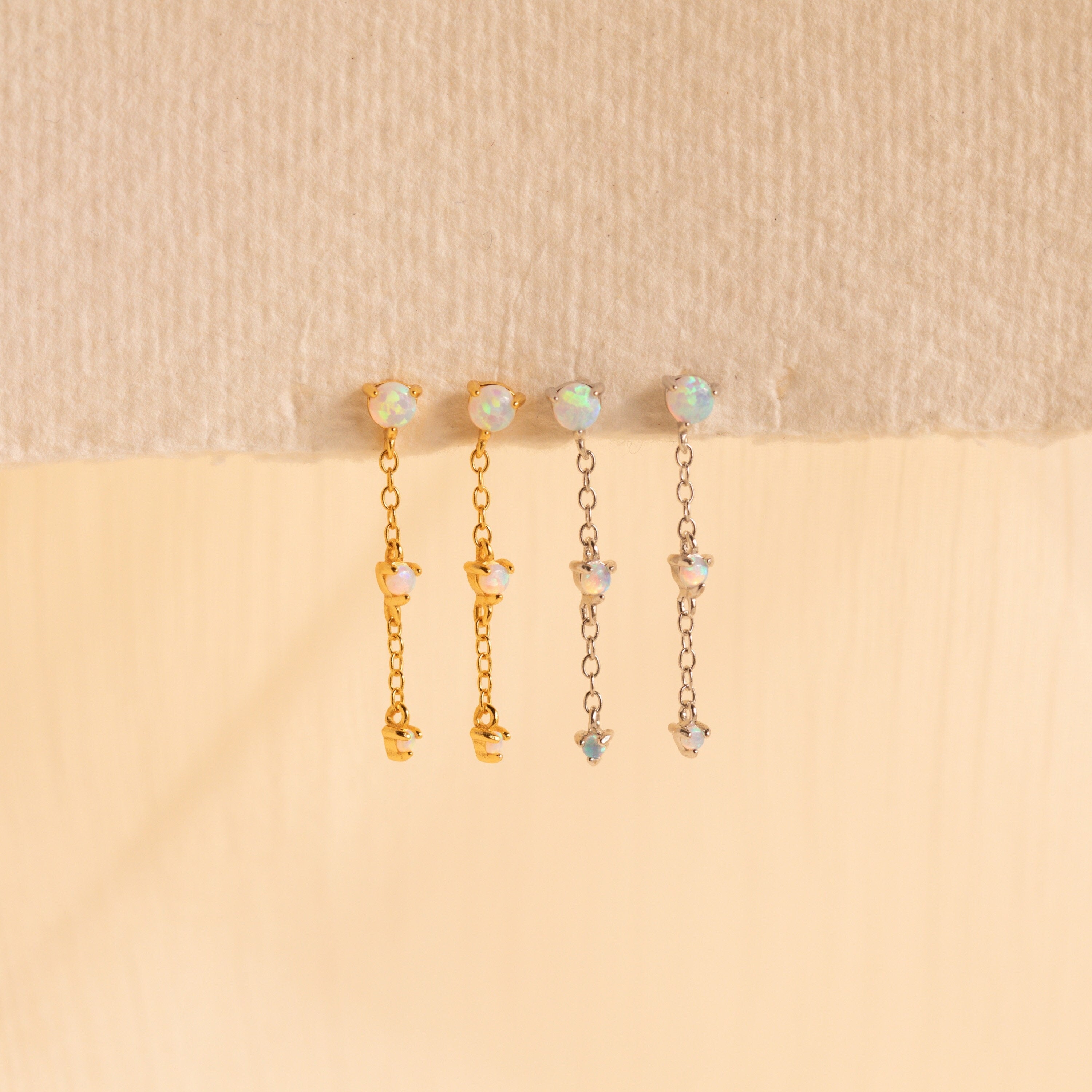 Opal Chain Drop Earrings