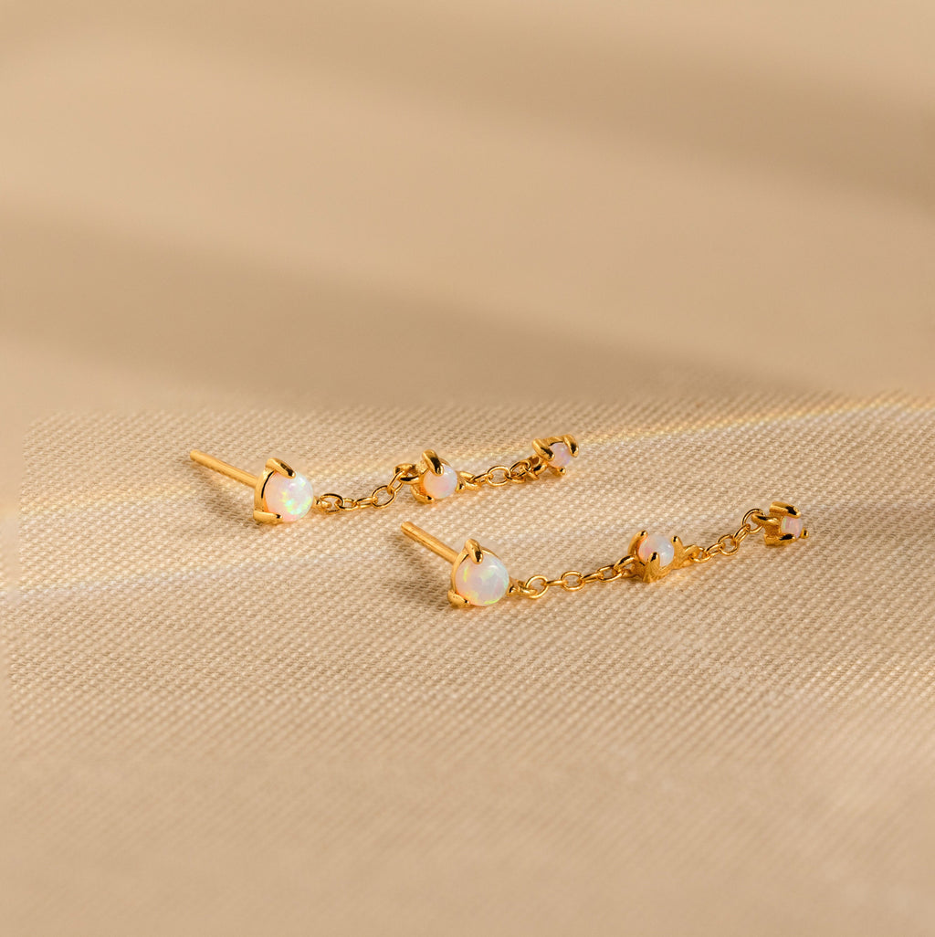 Opal Chain Drop Earrings