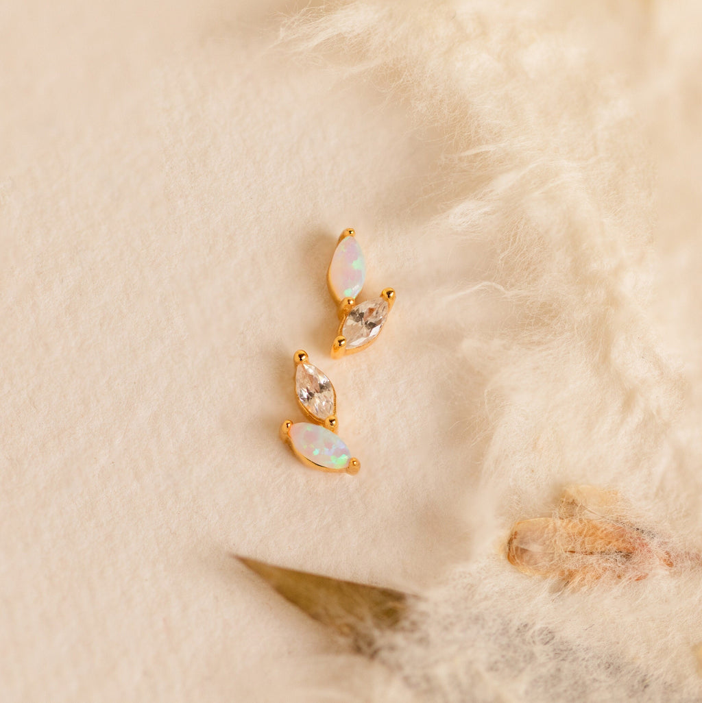 Opal & Diamond Marquise Studs