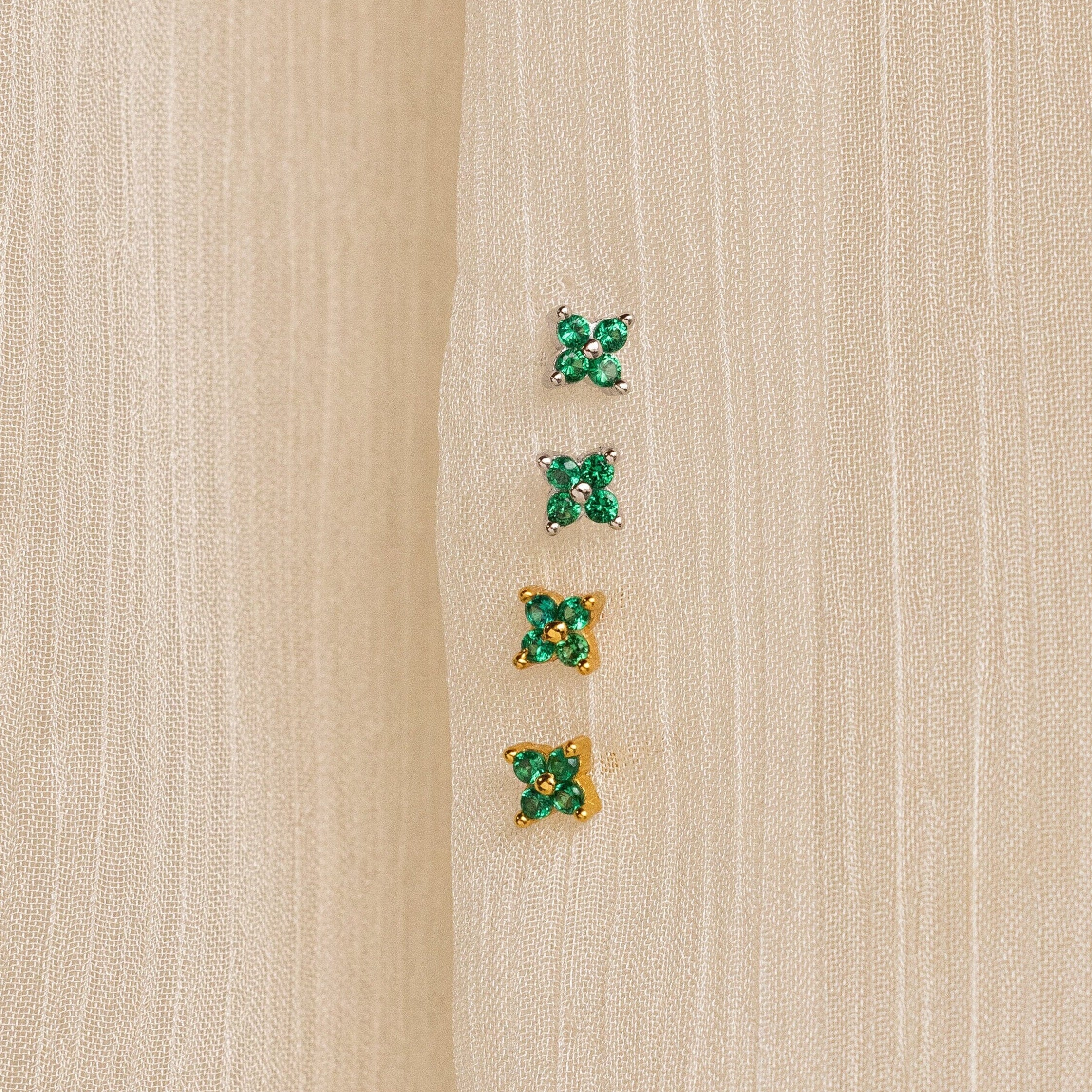 Emerald Ivy Flower Studs