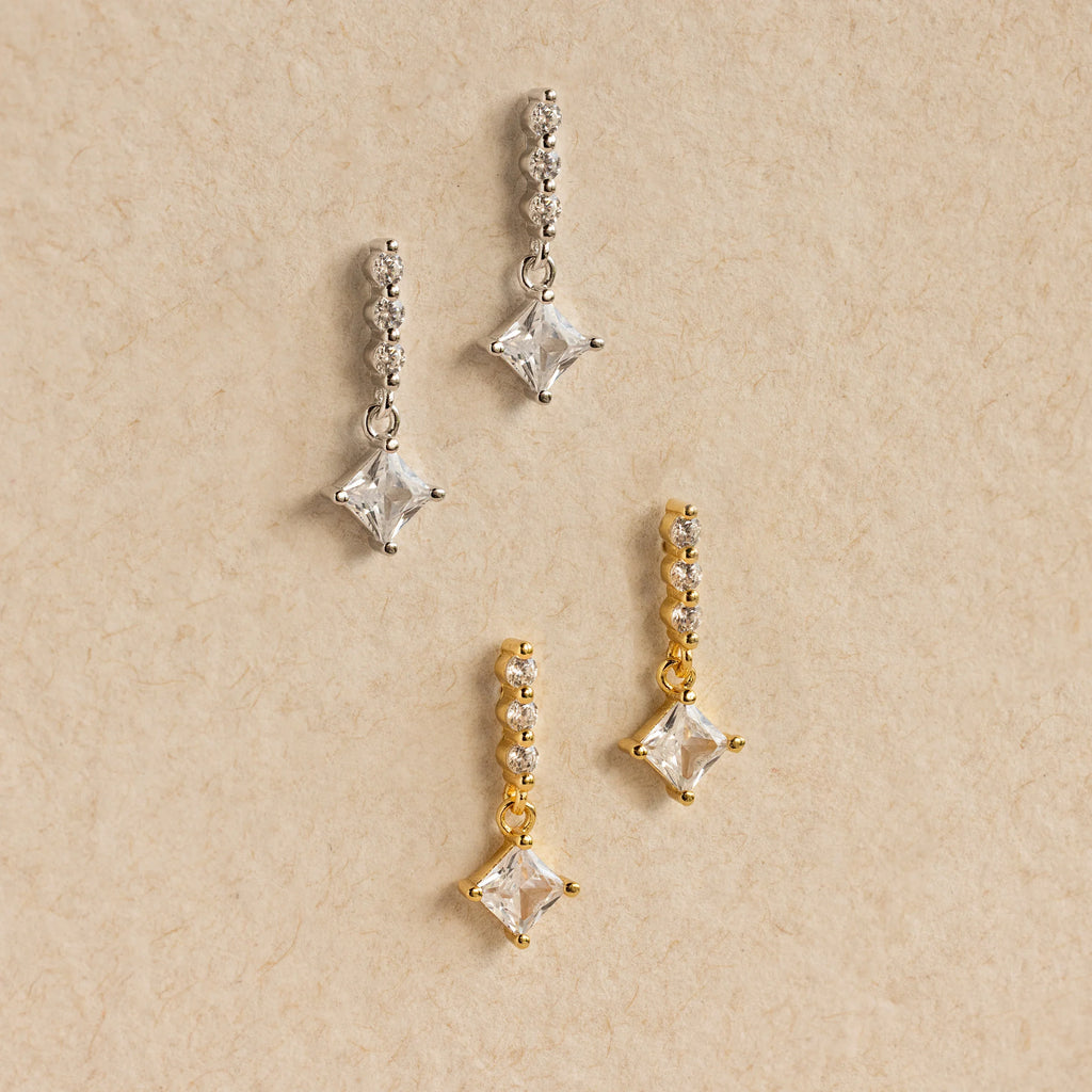 Princess Diamond Drop Studs