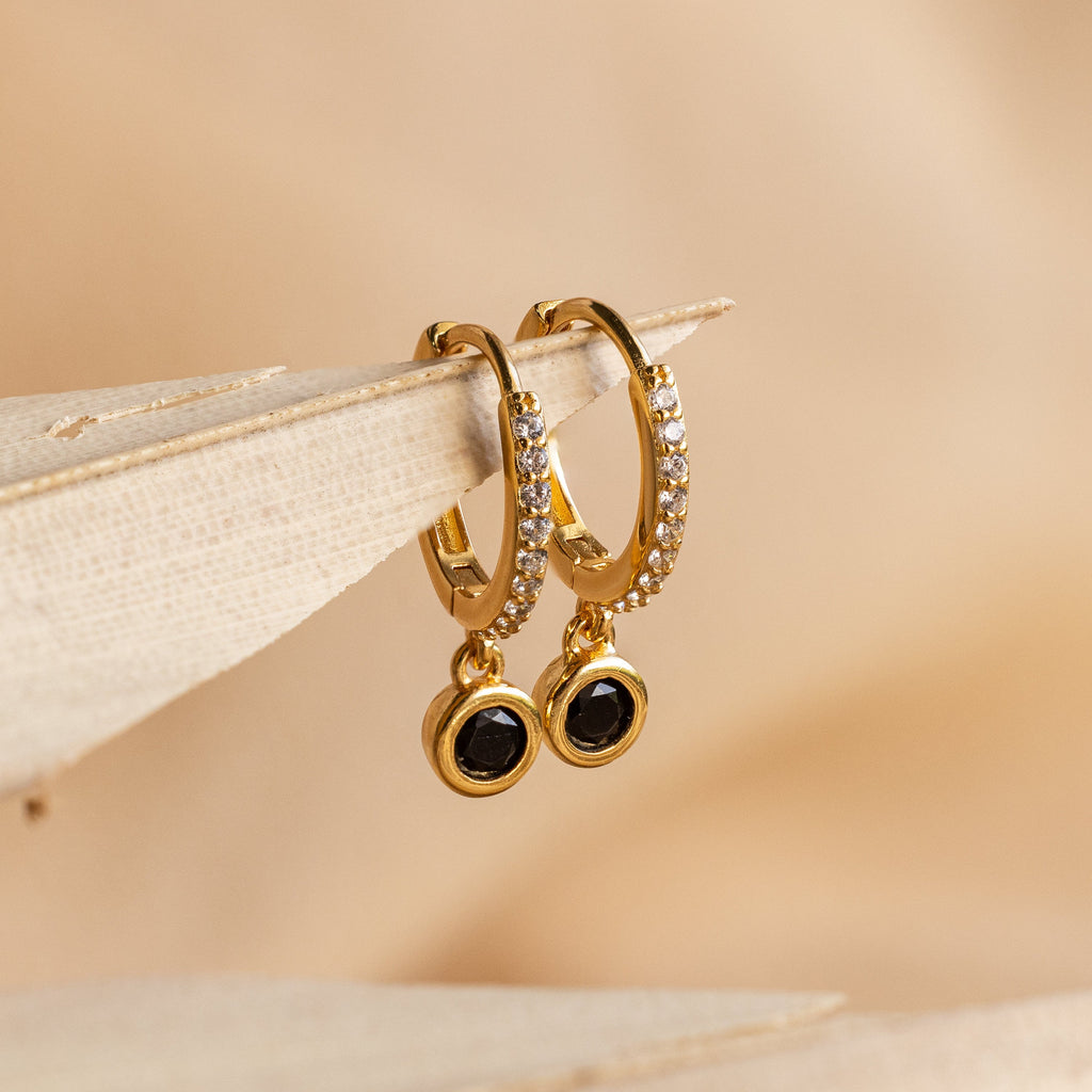 Pave Onyx Drop Huggies