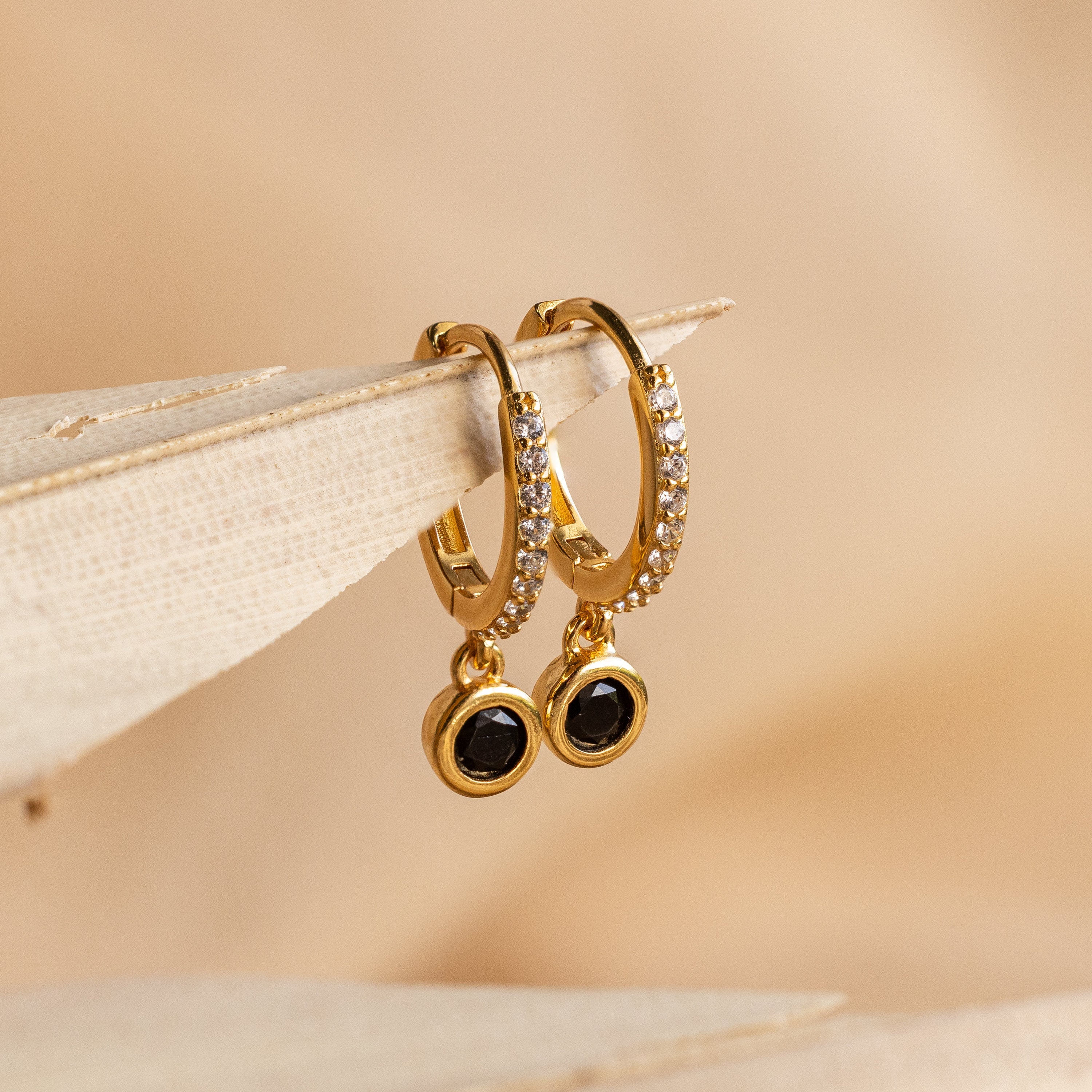Pave Onyx Drop Huggies