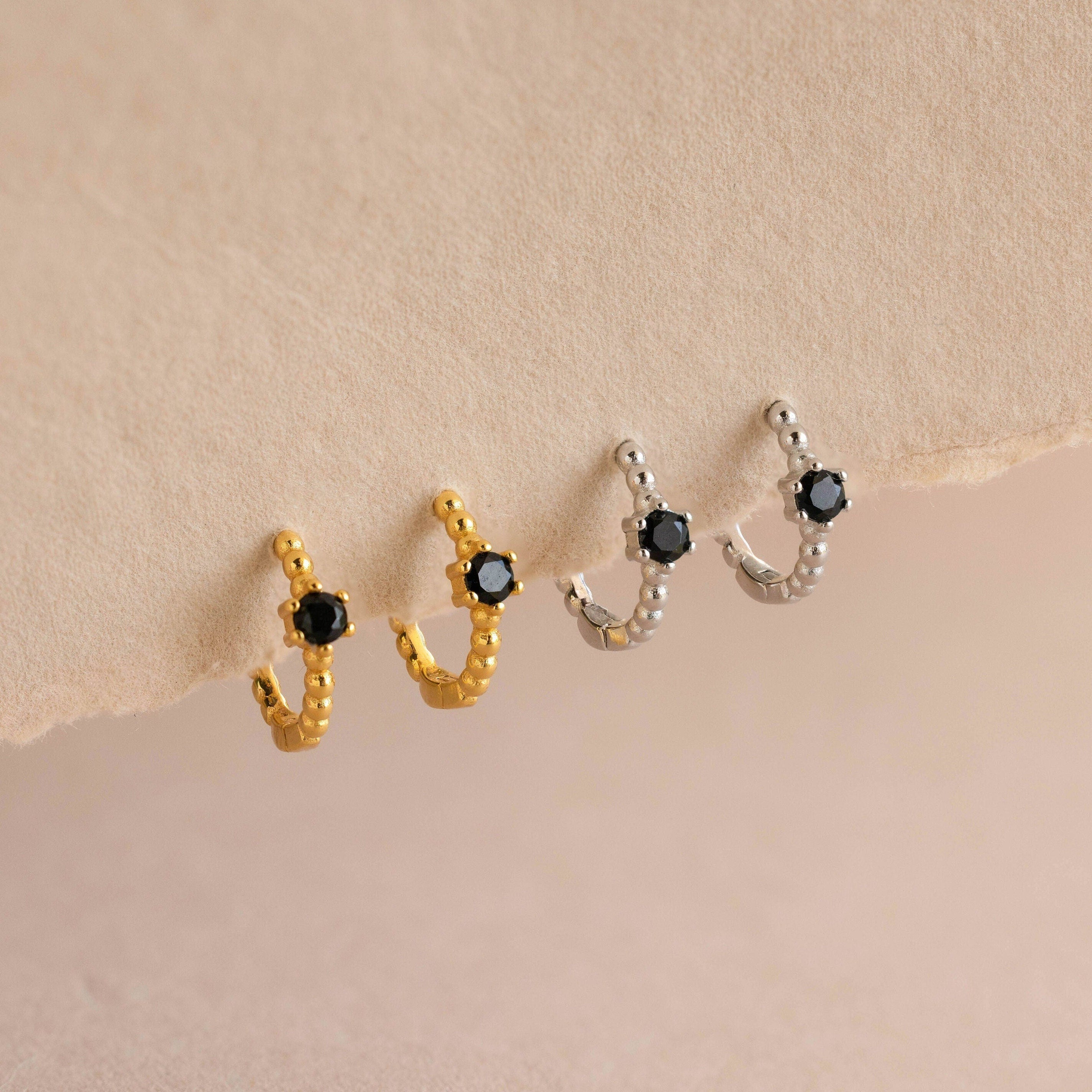 Onyx Beaded Huggies