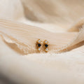 Tiny Onyx Pearl Bar Studs