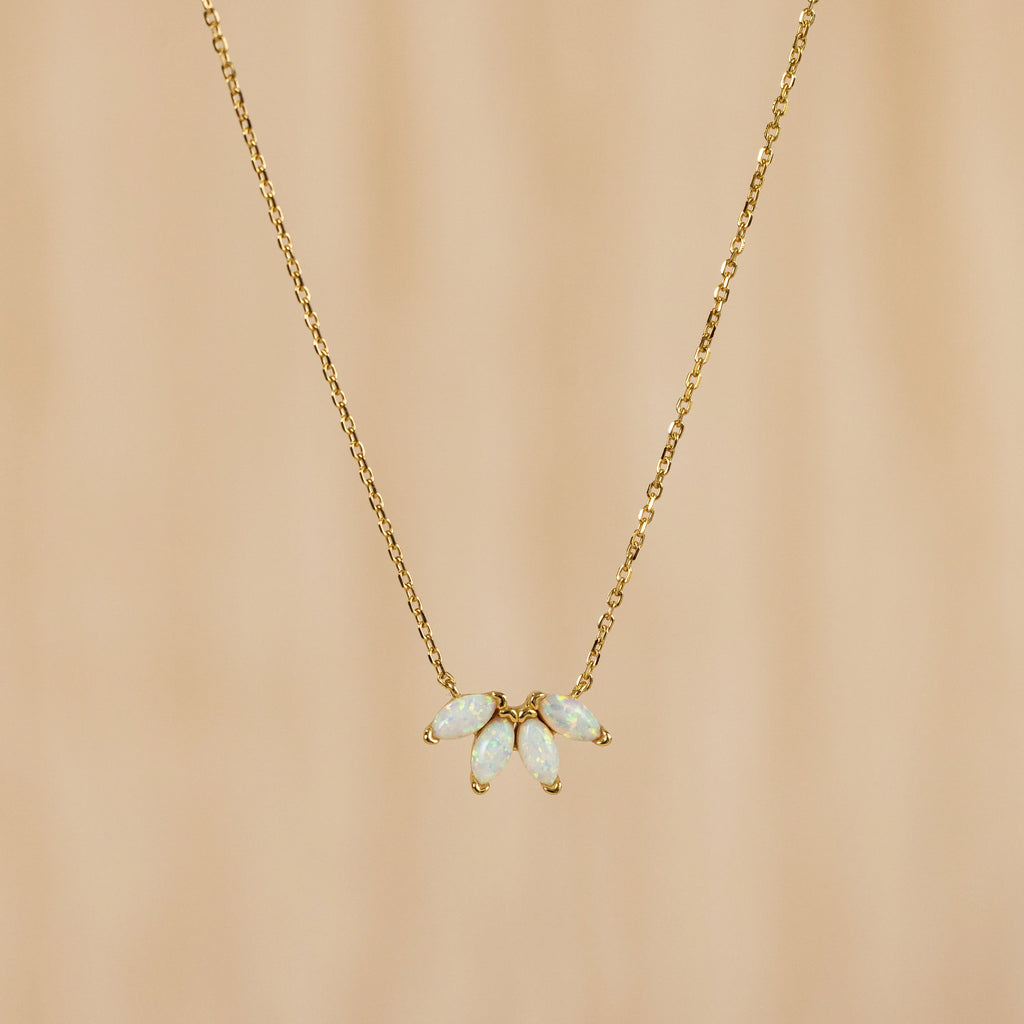White Opal Marquise Necklace