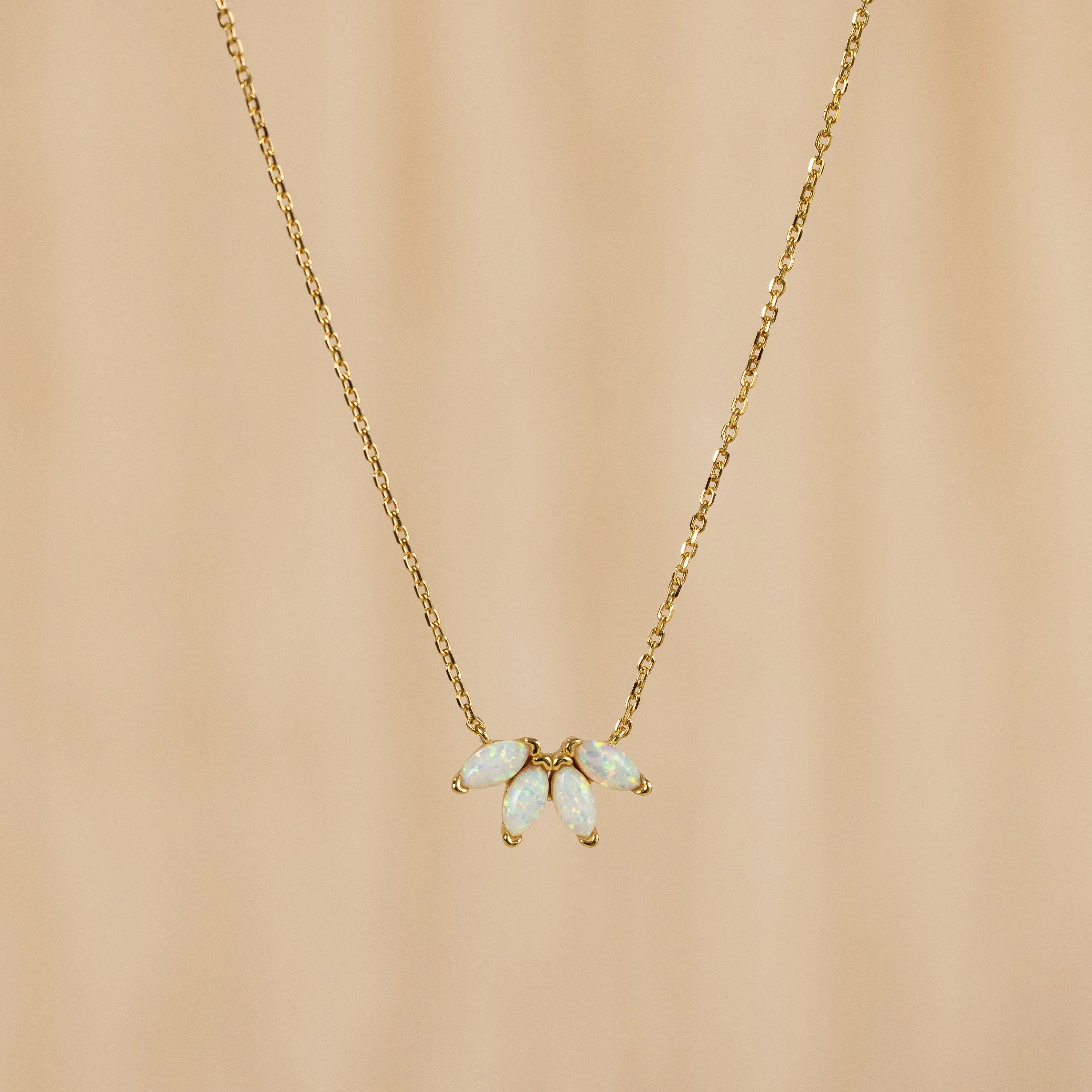 White Opal Marquise Necklace