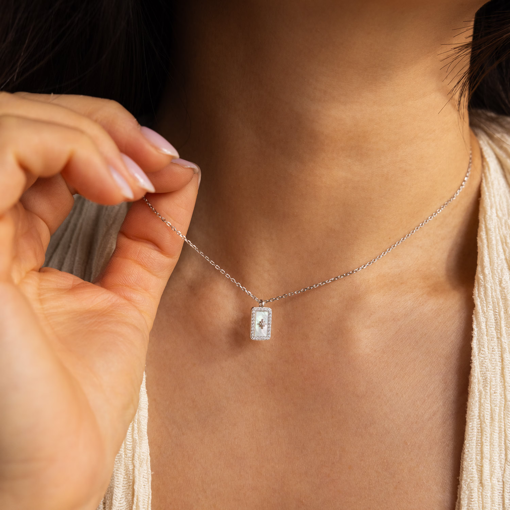 Pave Pearl North Star Necklace