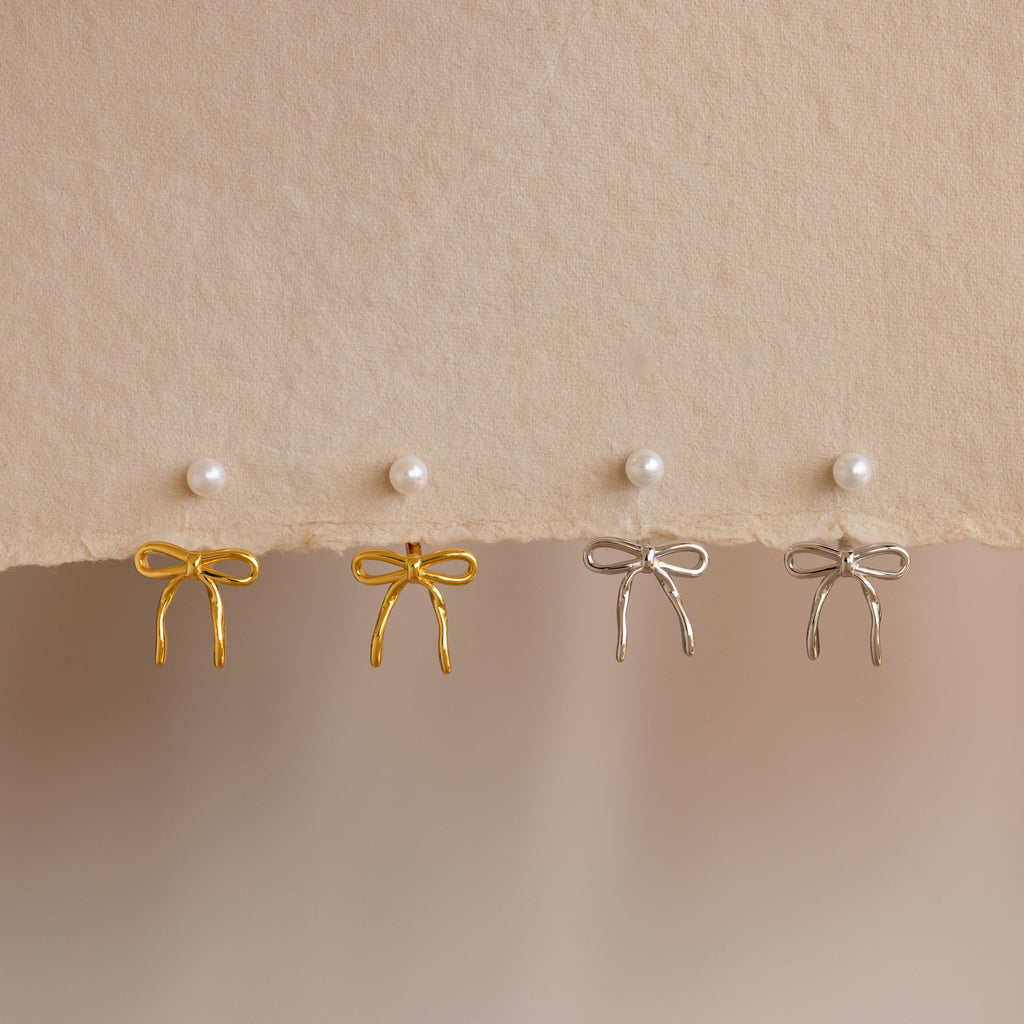 Pearl & Bow Ear Jackets