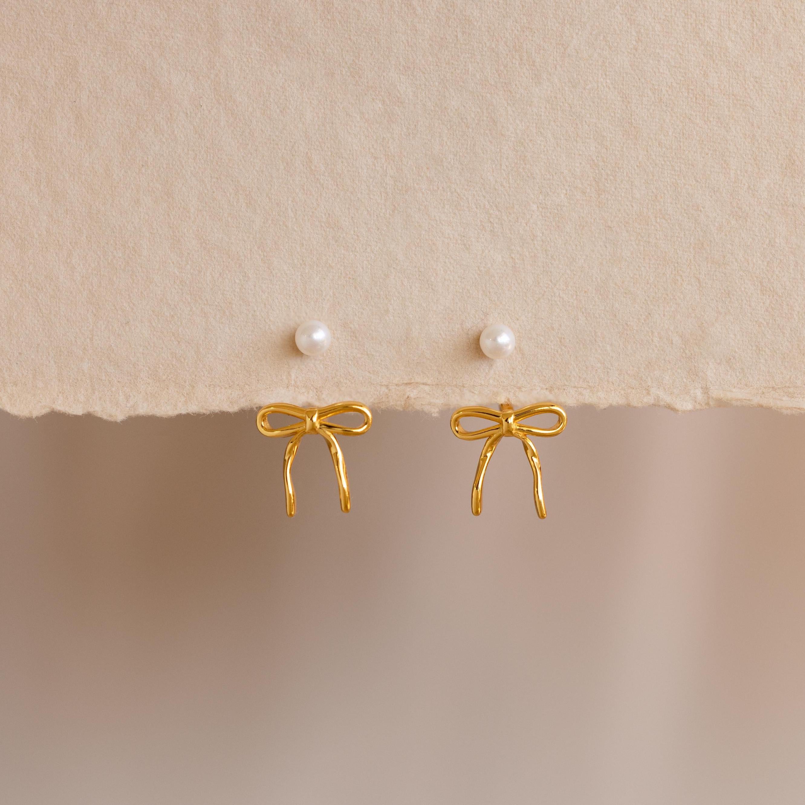 Pearl & Bow Ear Jackets