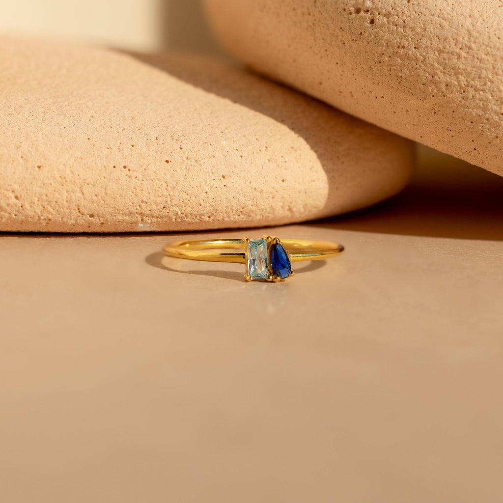Tiny Toi et Moi Birthstone Ring