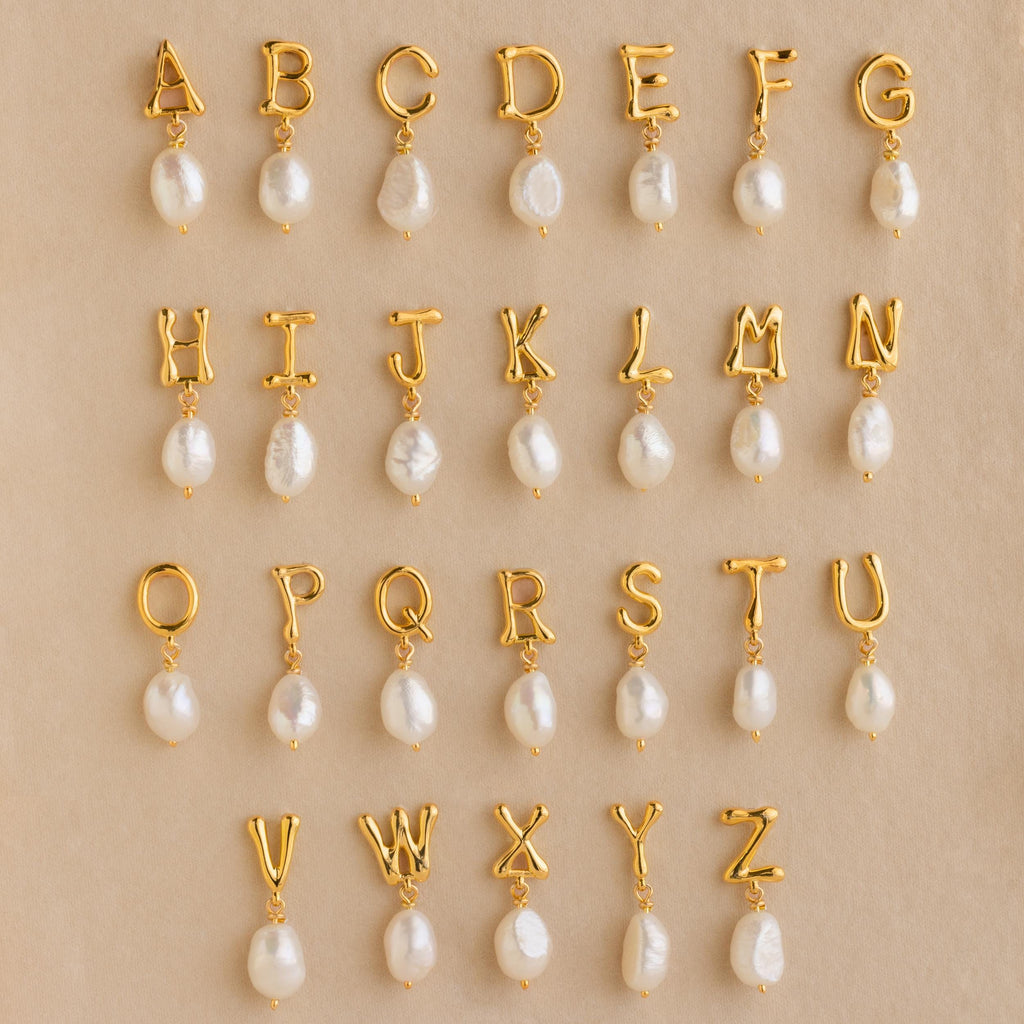 Initial Pearl Drop Studs