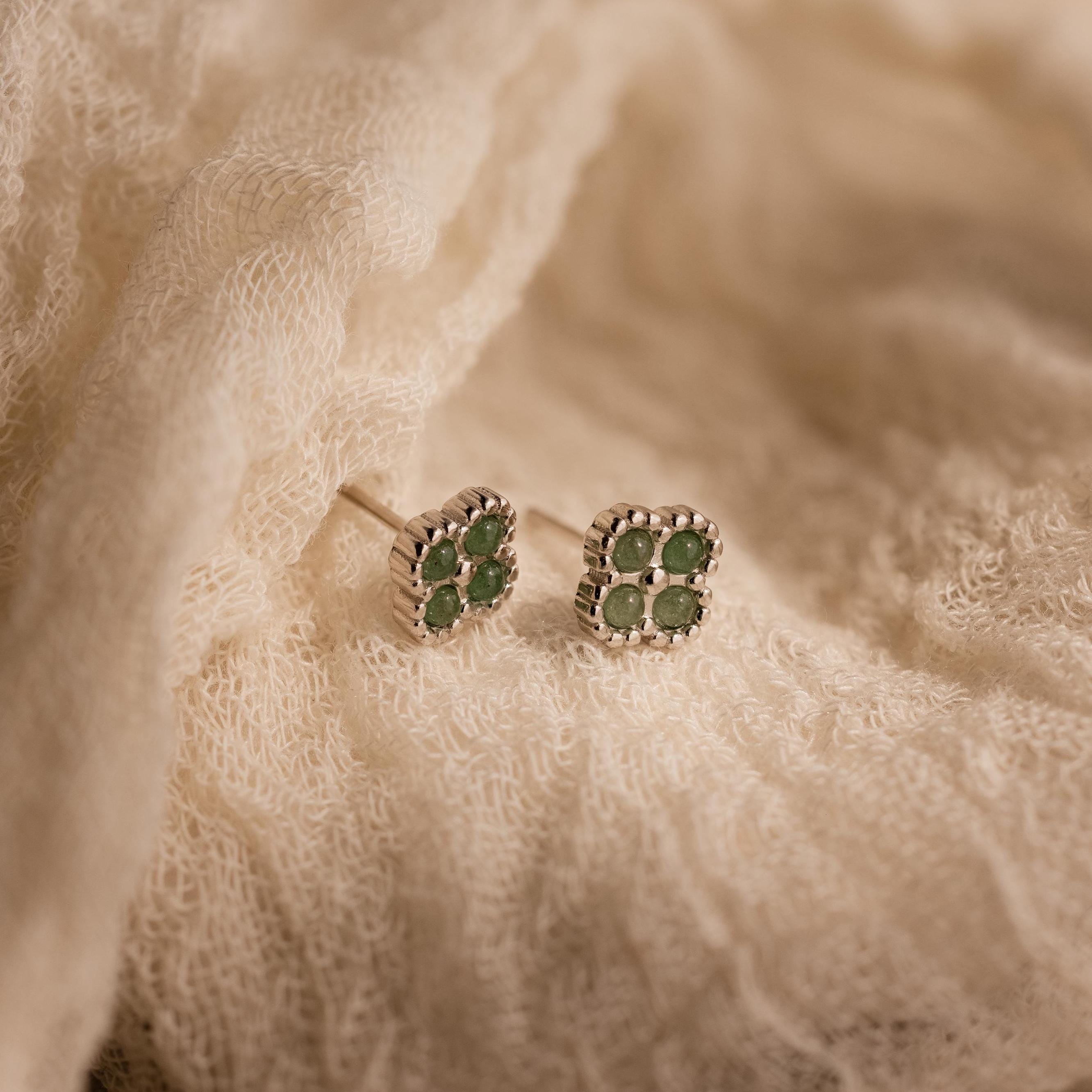Jade Clover Studs