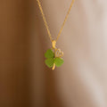 Pave Jade Clover Necklace