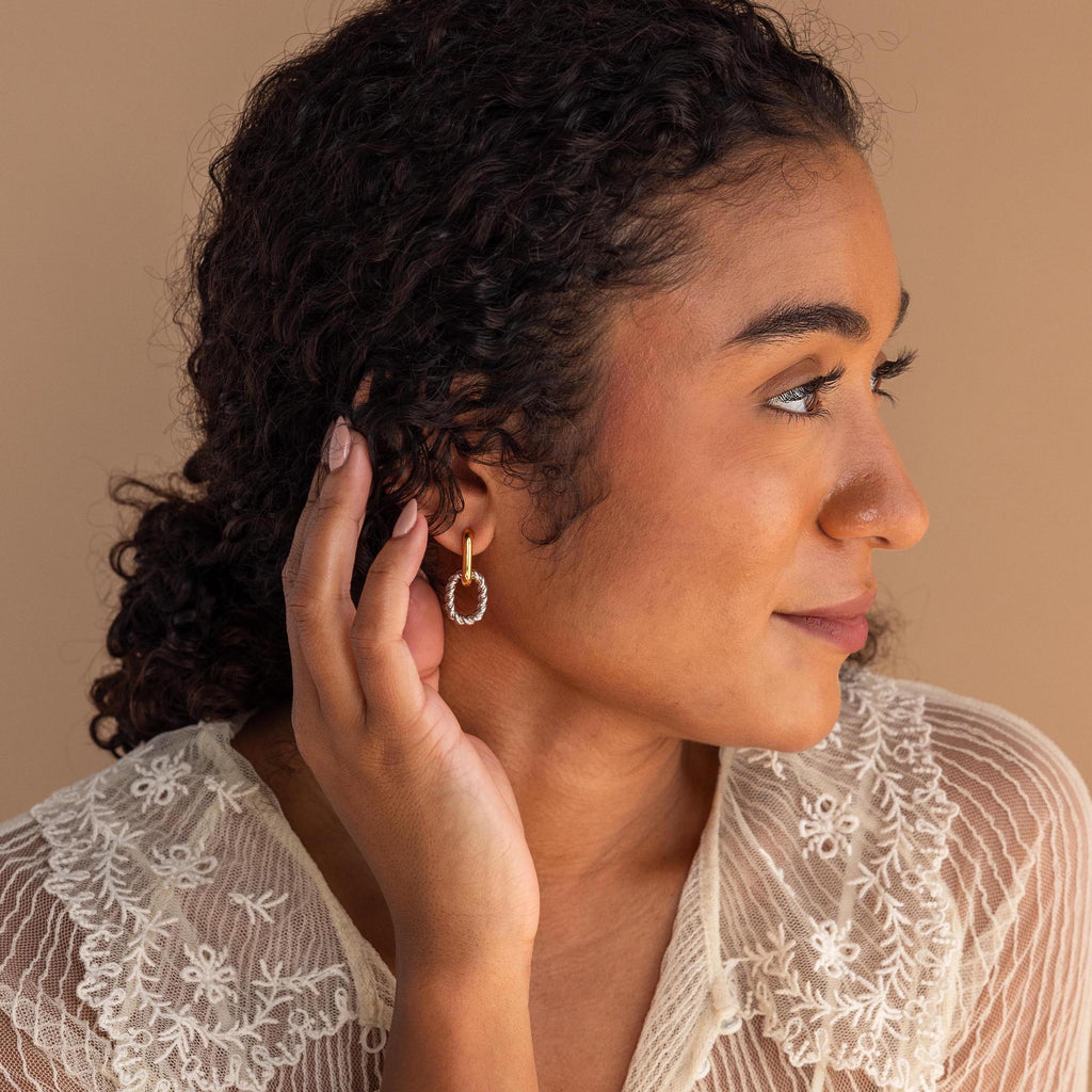 Mixed Metal Link Hoops