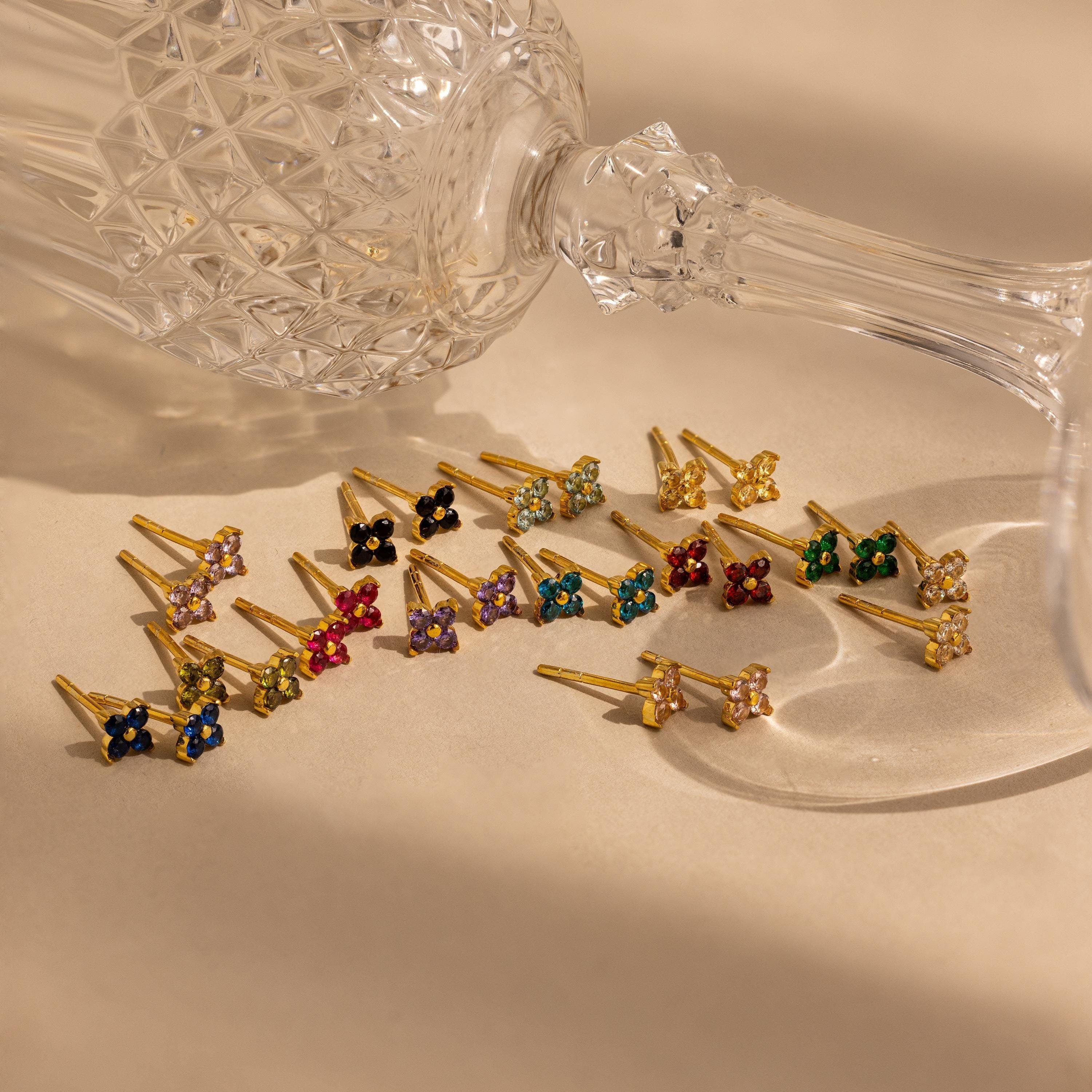 Ivy Flower Birthstone Studs