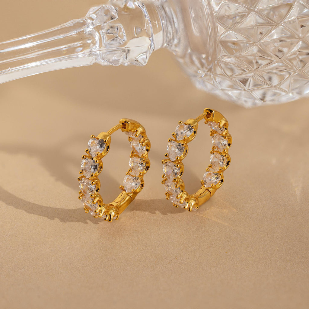 Inside Out Heart Diamond Hoops