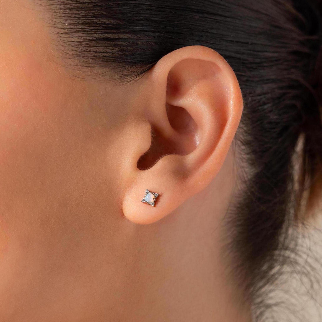 Opal Diamond Star Studs