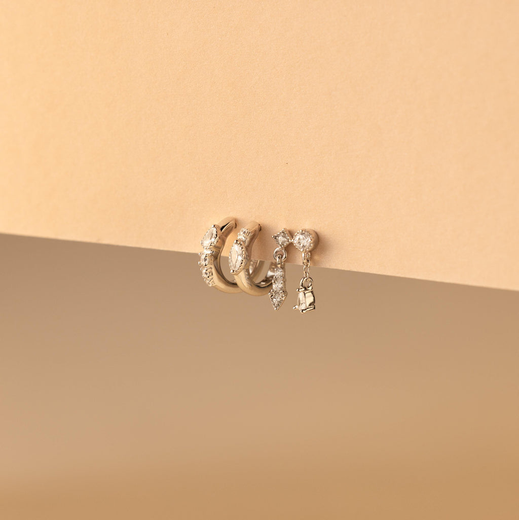 Dainty Pave Earrings Set