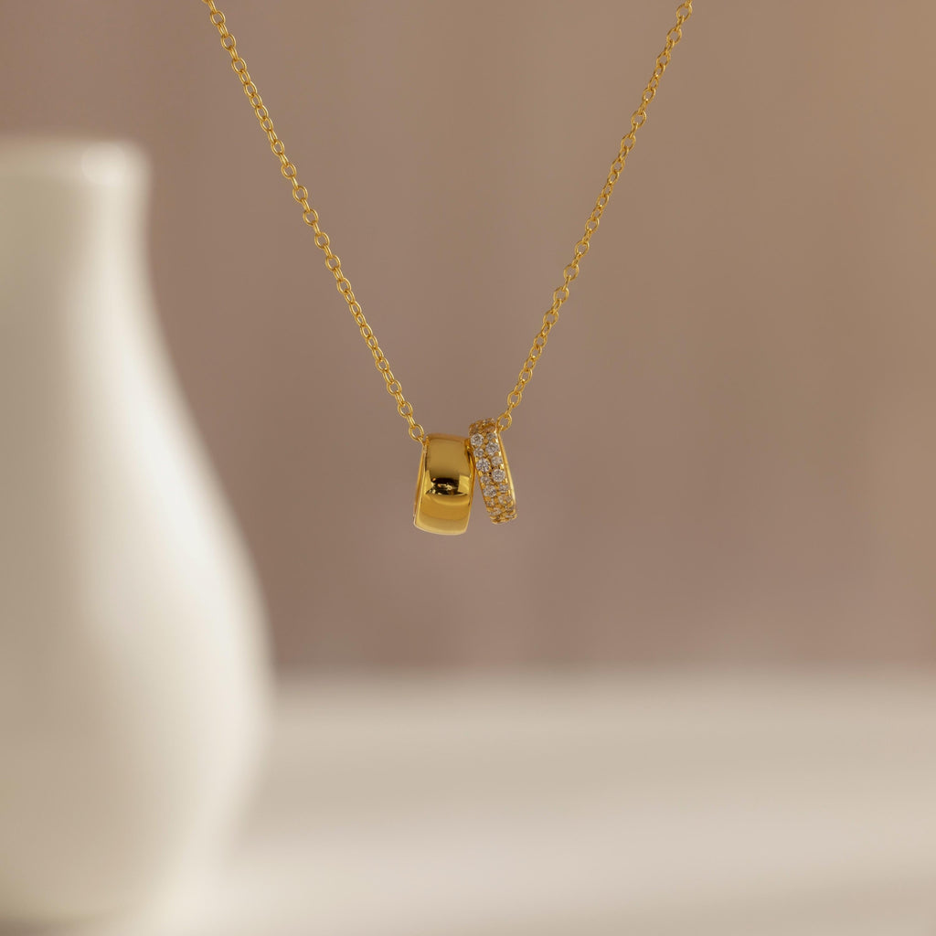 Pave Duo Circle Necklace