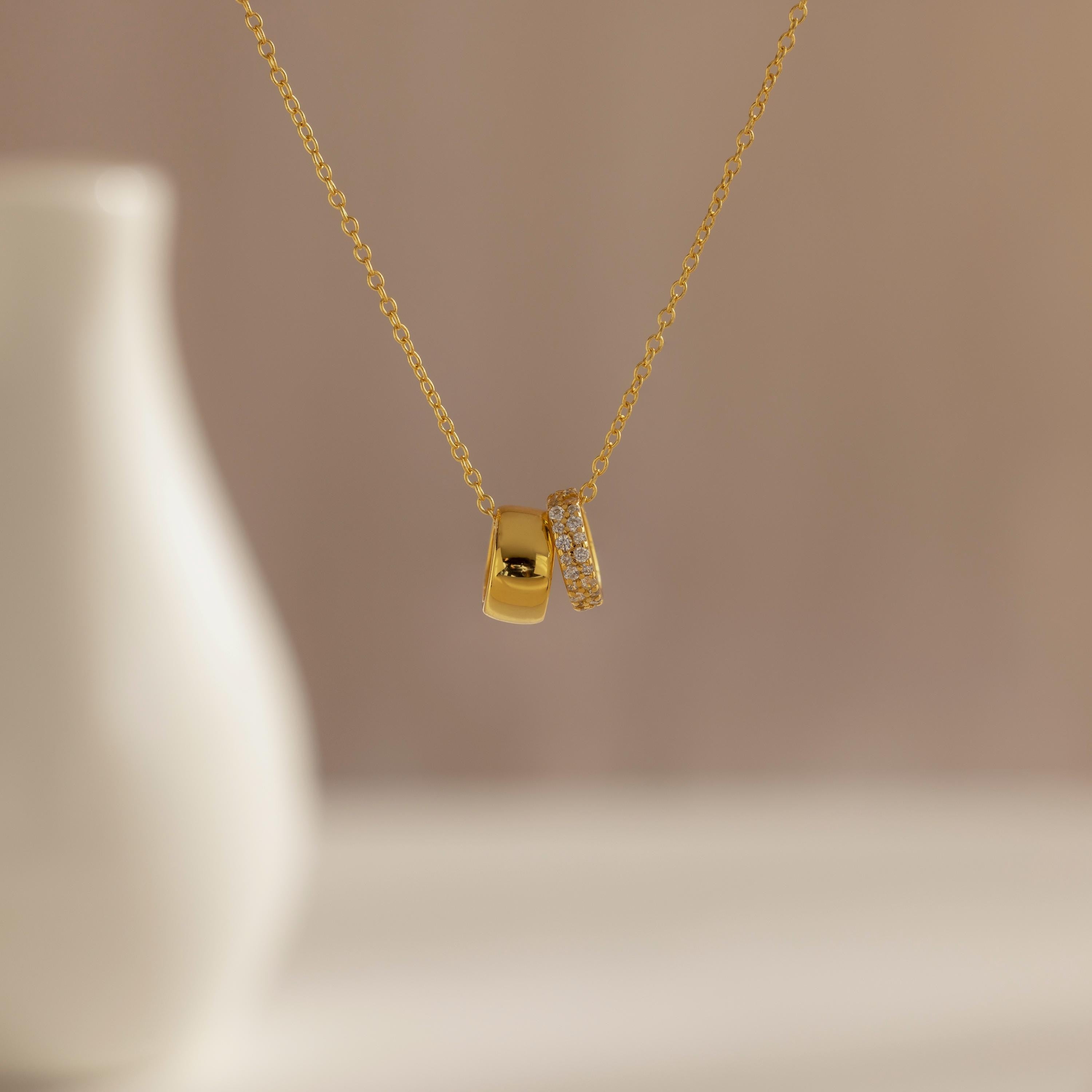 Pave Duo Circle Necklace