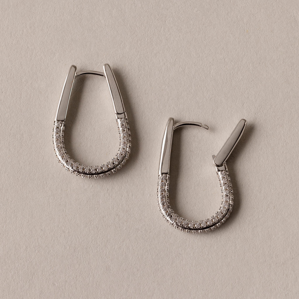 Bold Pave Oval Hoops