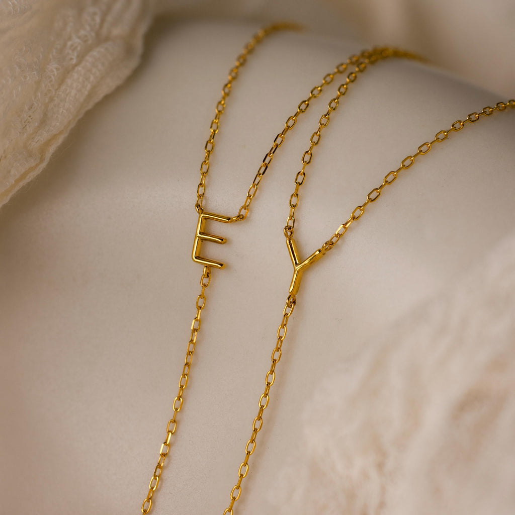 Initial Birthstone Lariat Necklace