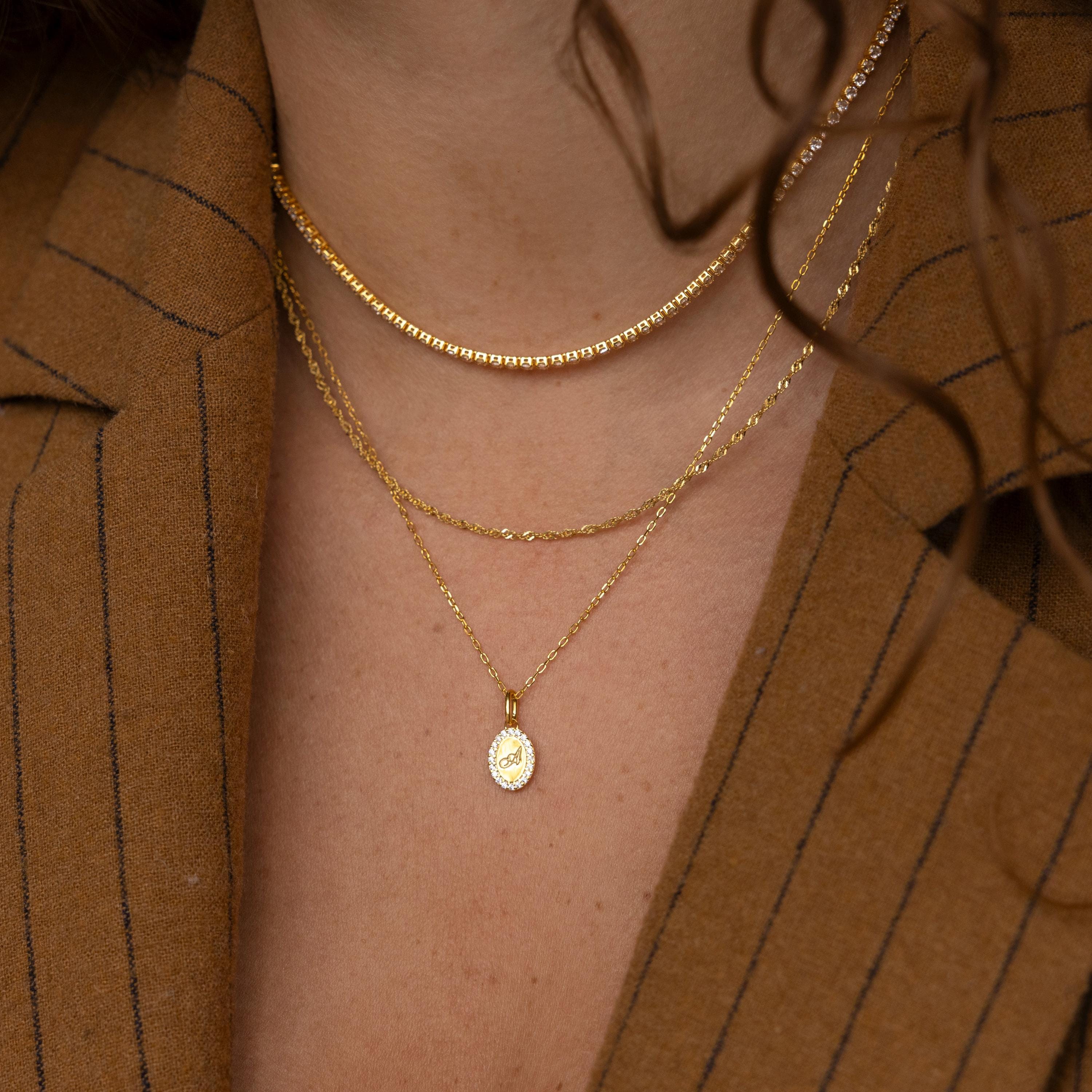 Pave Initial Pendant Necklace
