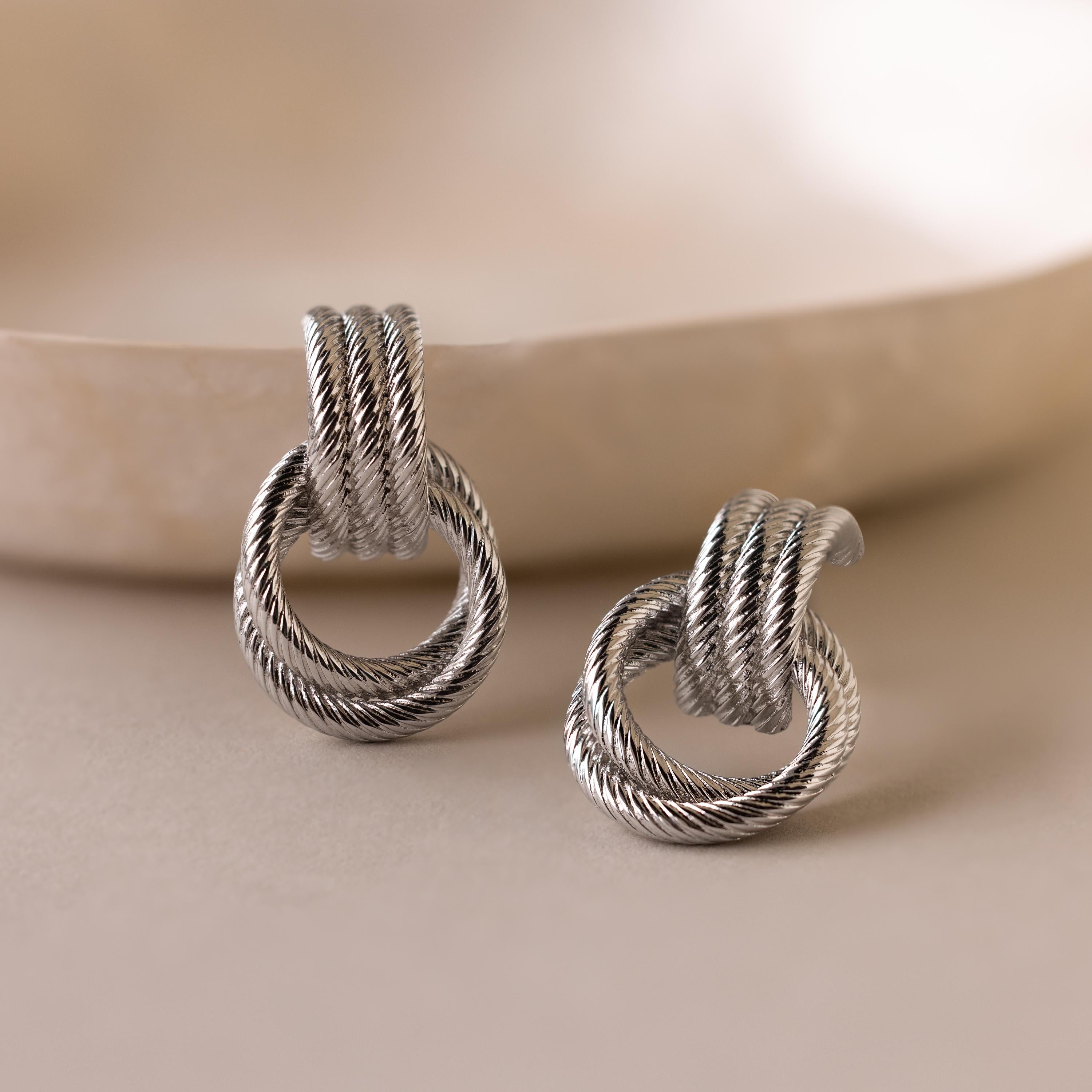 Ribbed Duo Knot Earrings