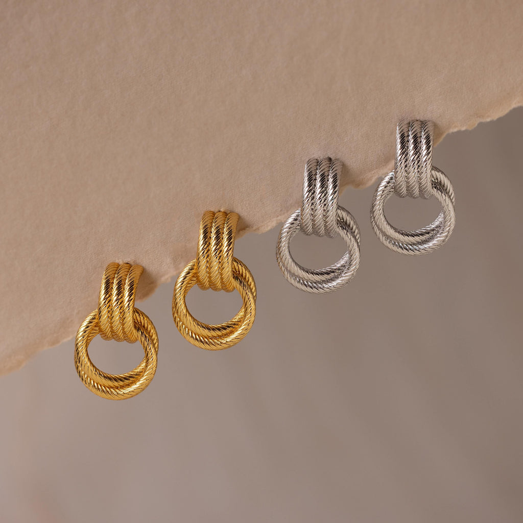 Ribbed Duo Knot Earrings