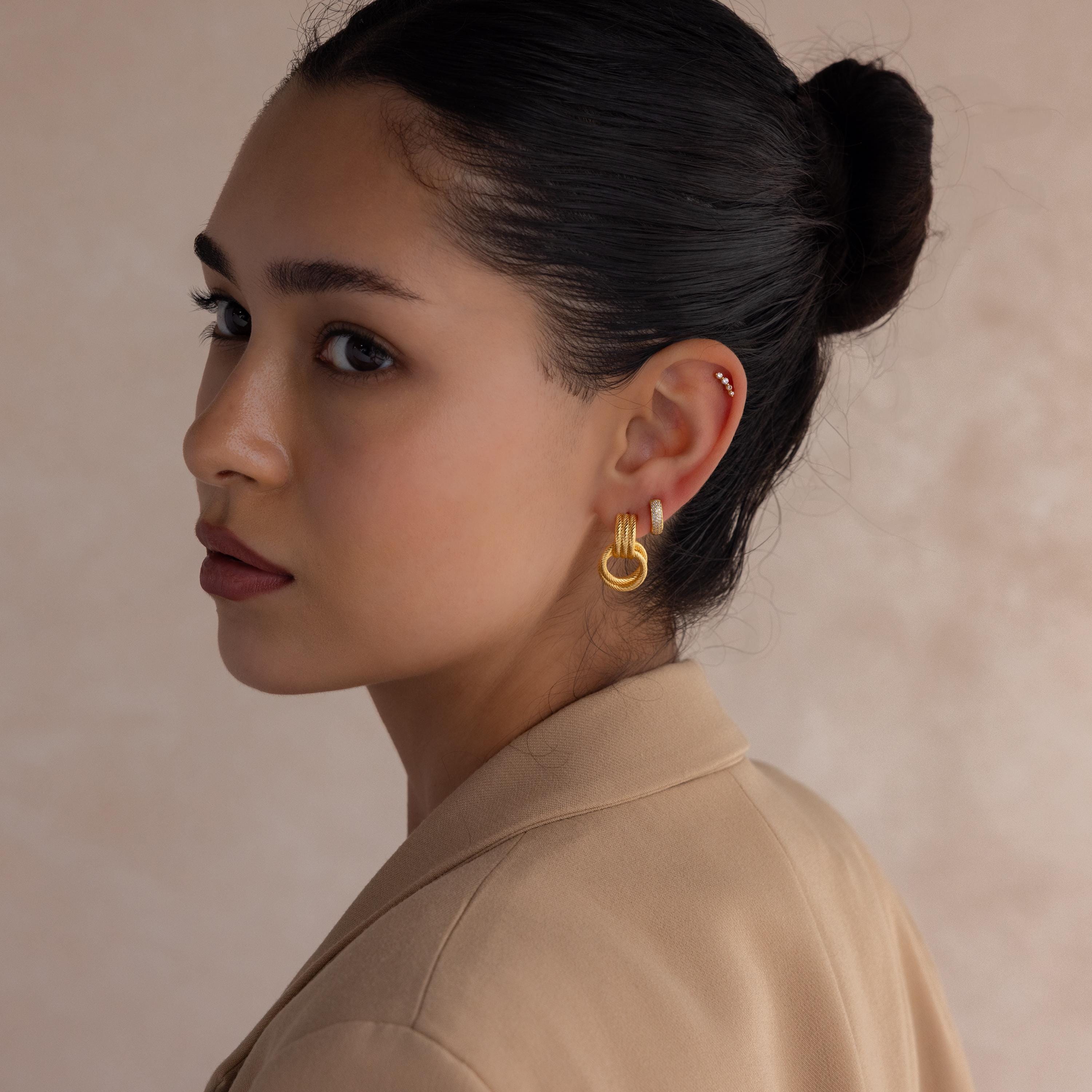 Ribbed Duo Knot Earrings
