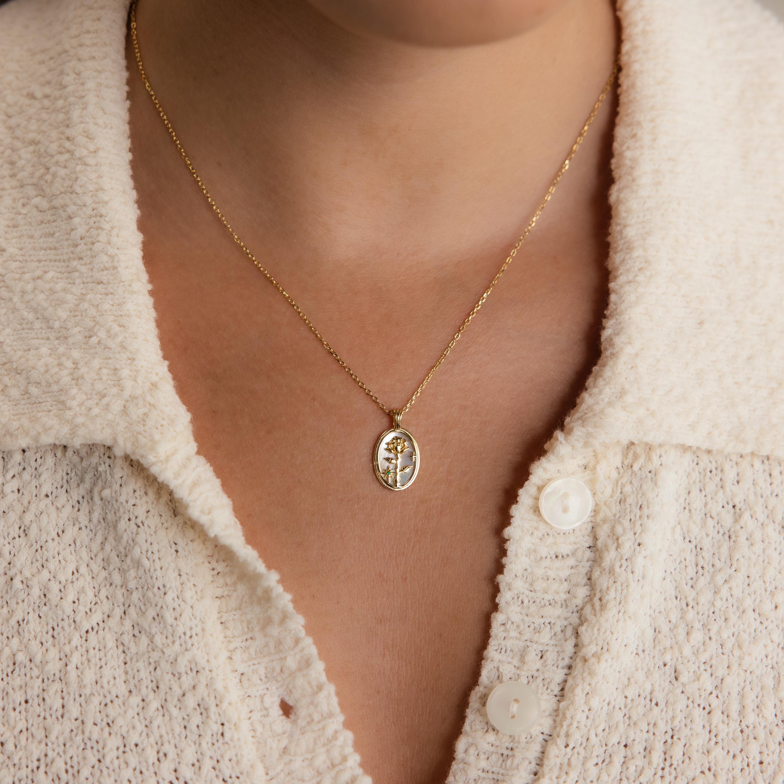 Pearl Flower Birthstone Necklace
