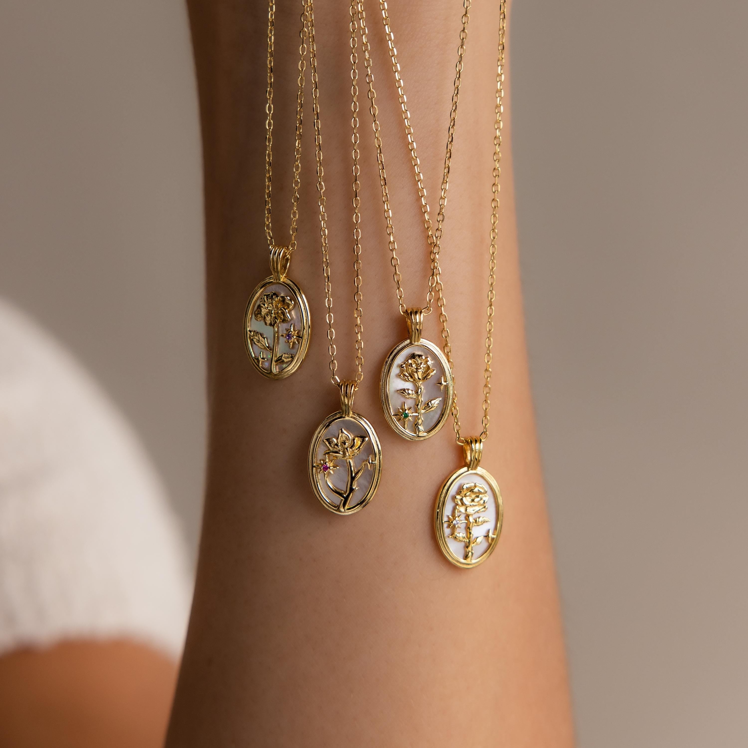 Pearl Flower Birthstone Necklace