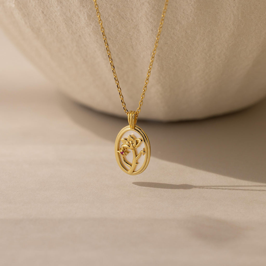 Pearl Flower Birthstone Necklace