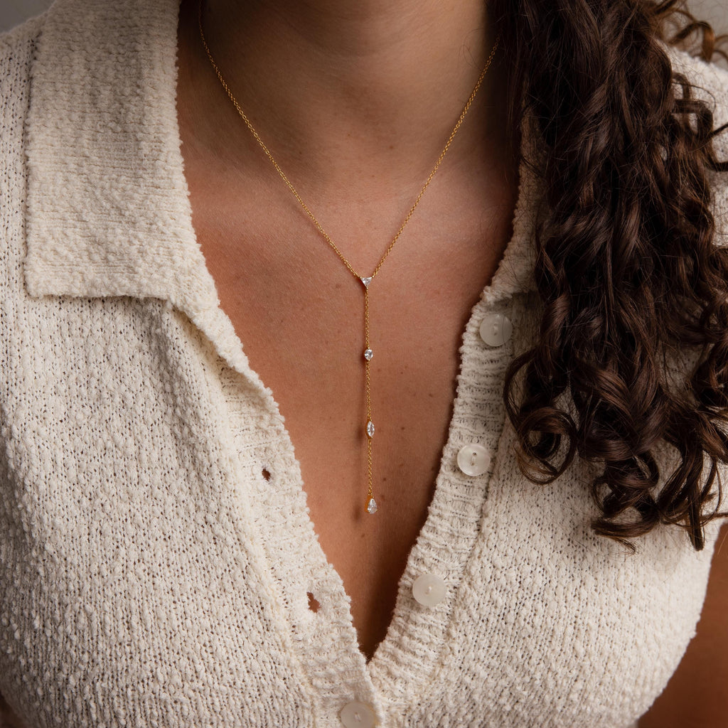 Mixed Diamond Lariat Necklace