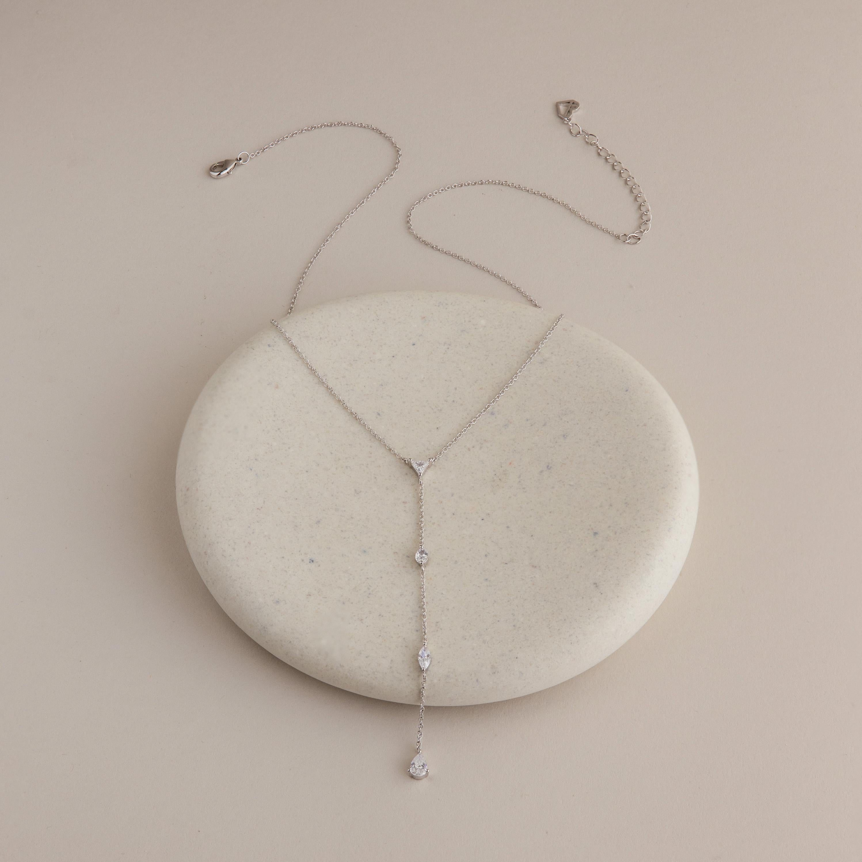 Mixed Diamond Lariat Necklace
