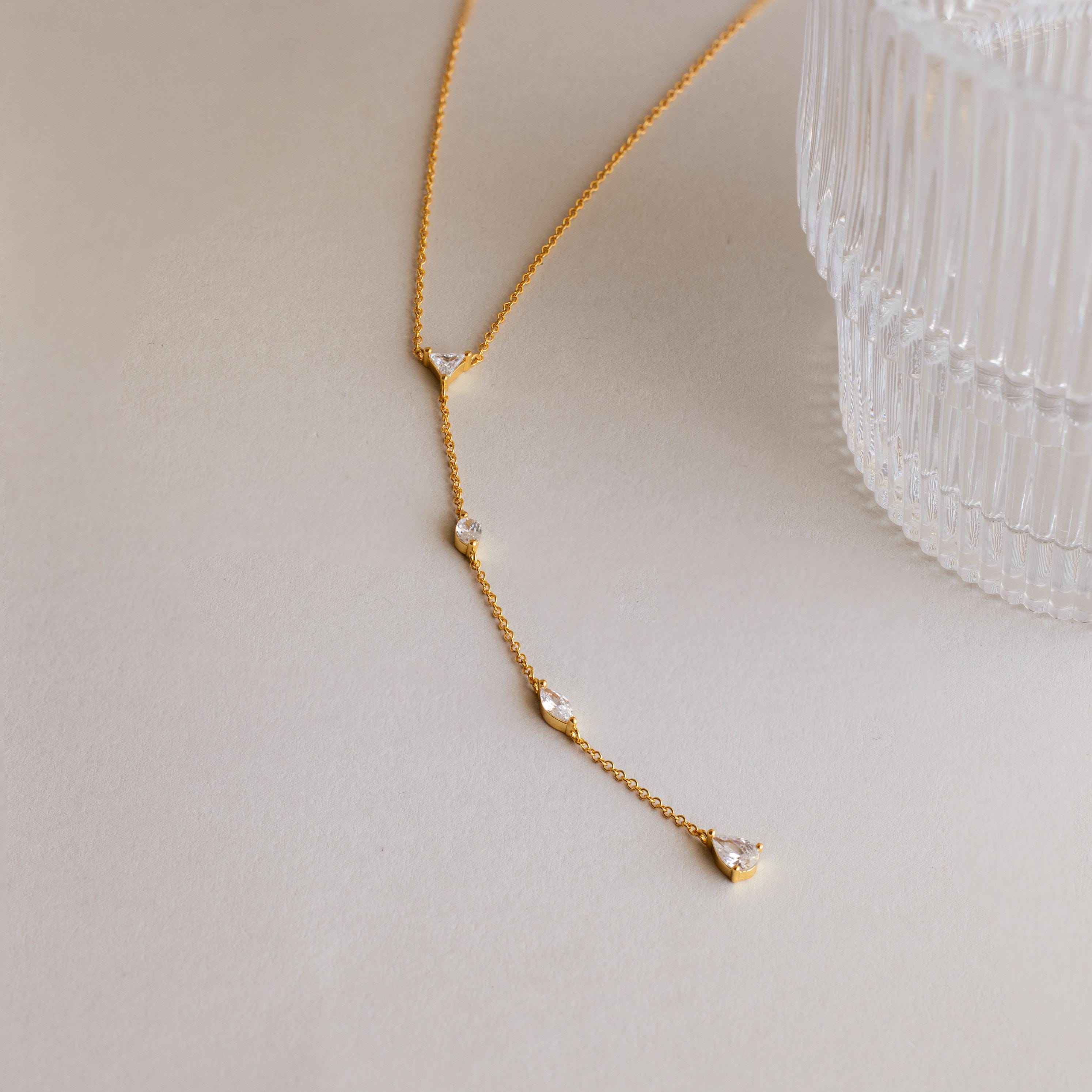 Mixed Diamond Lariat Necklace