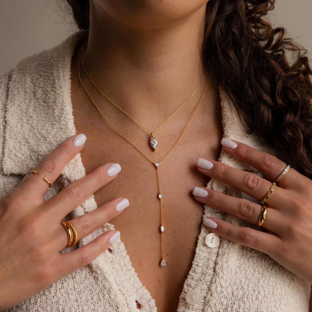 Mixed Diamond Lariat Necklace