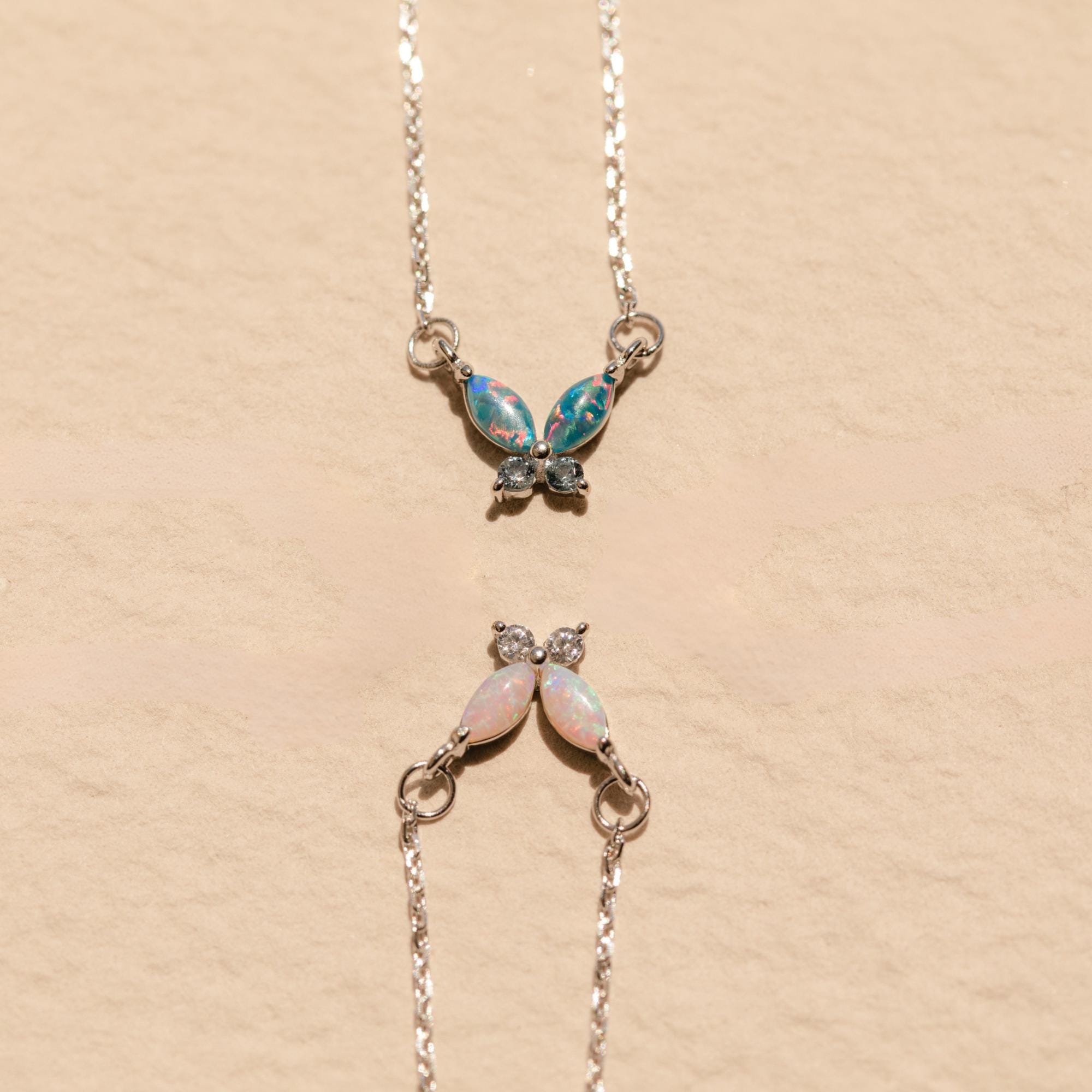 Opal Butterfly Necklace Set