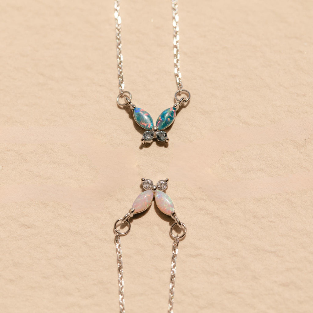 Opal Butterfly Necklace Set