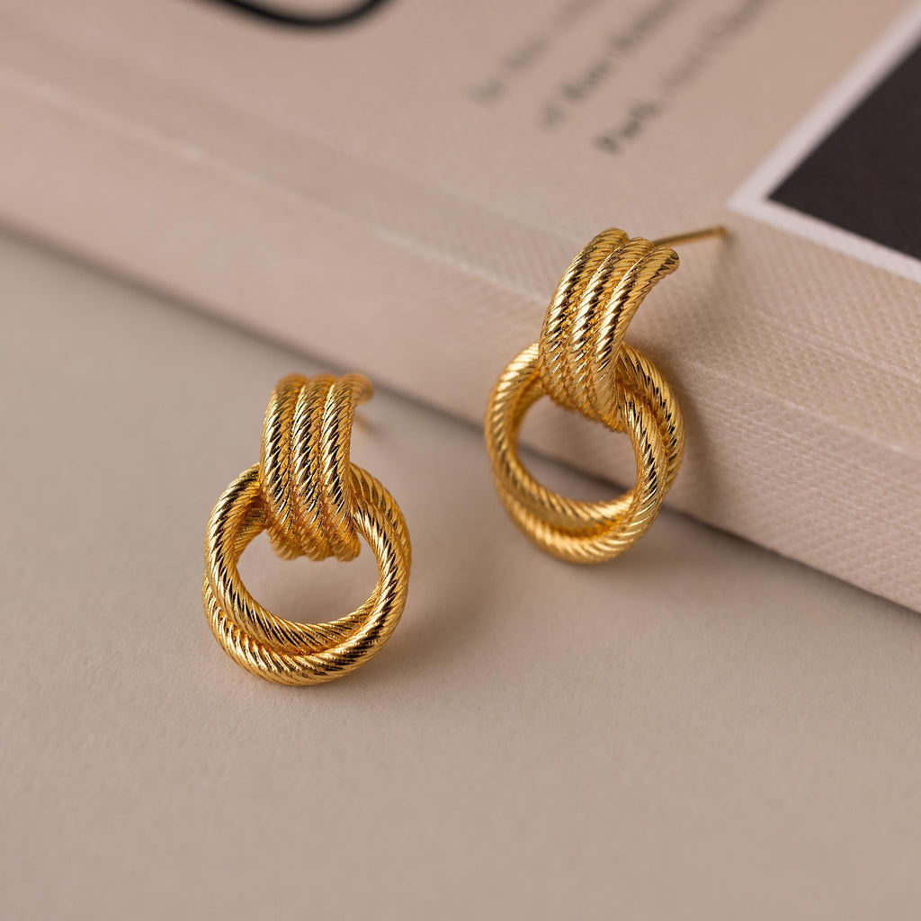 Ribbed Duo Knot Earrings