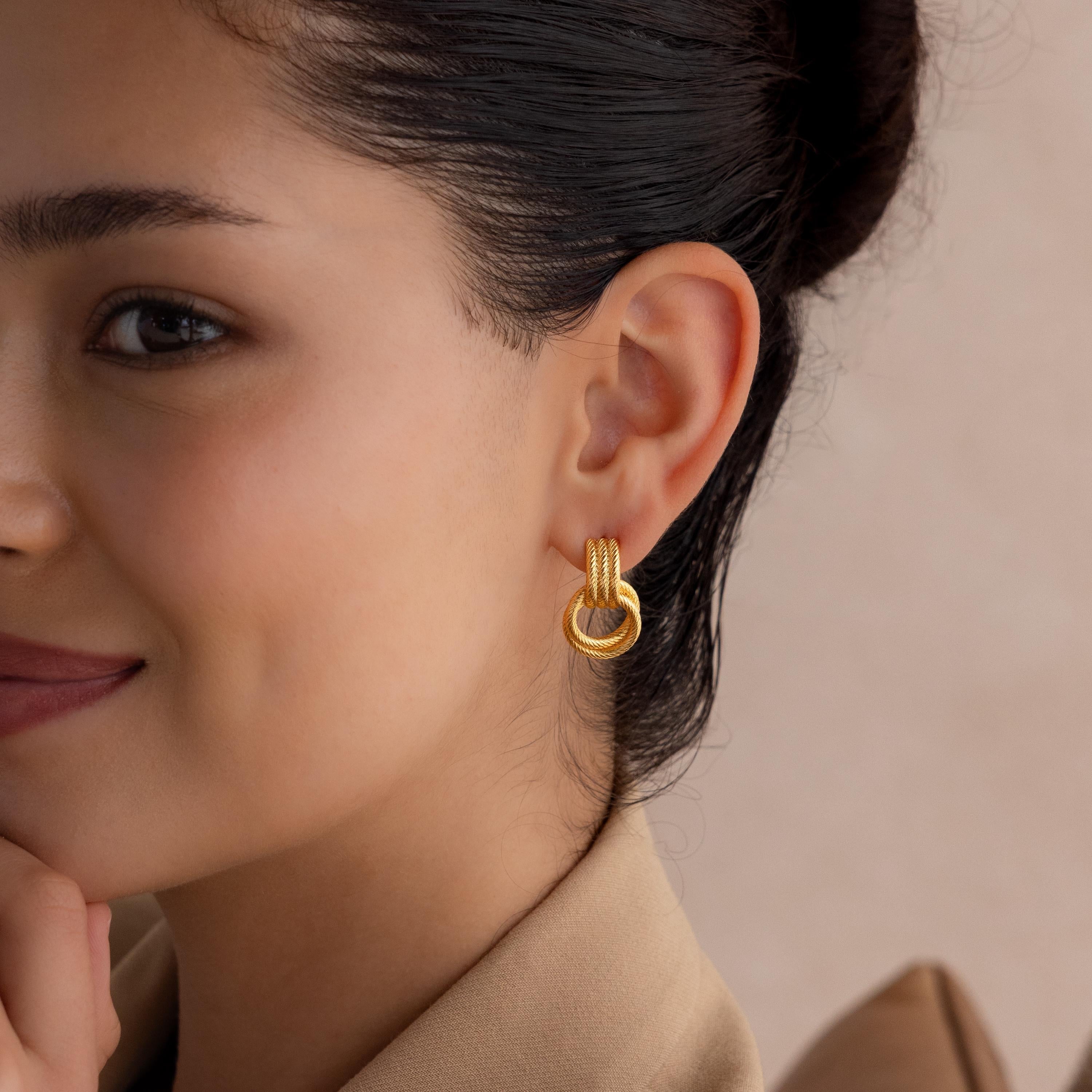Ribbed Duo Knot Earrings