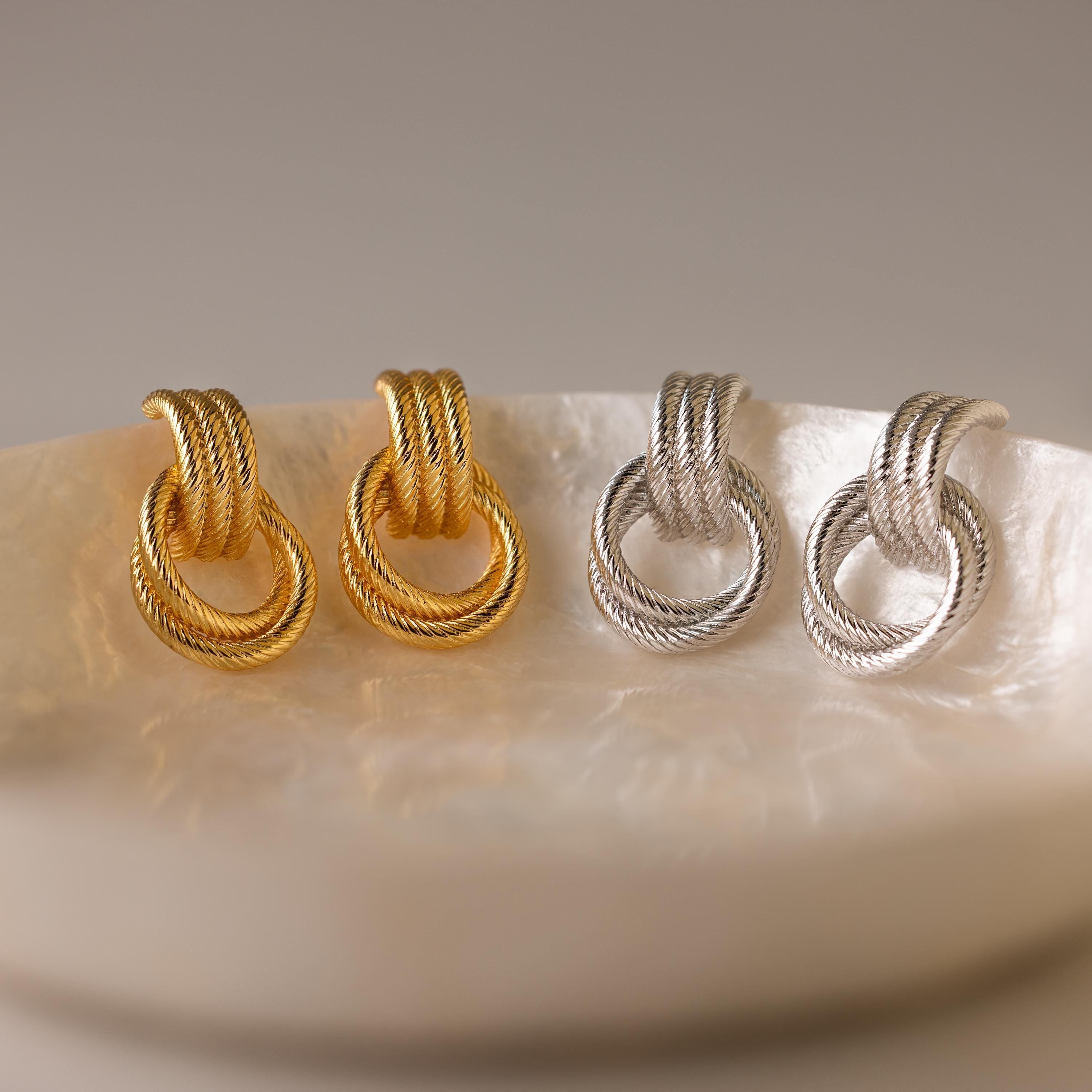 Ribbed Duo Knot Earrings