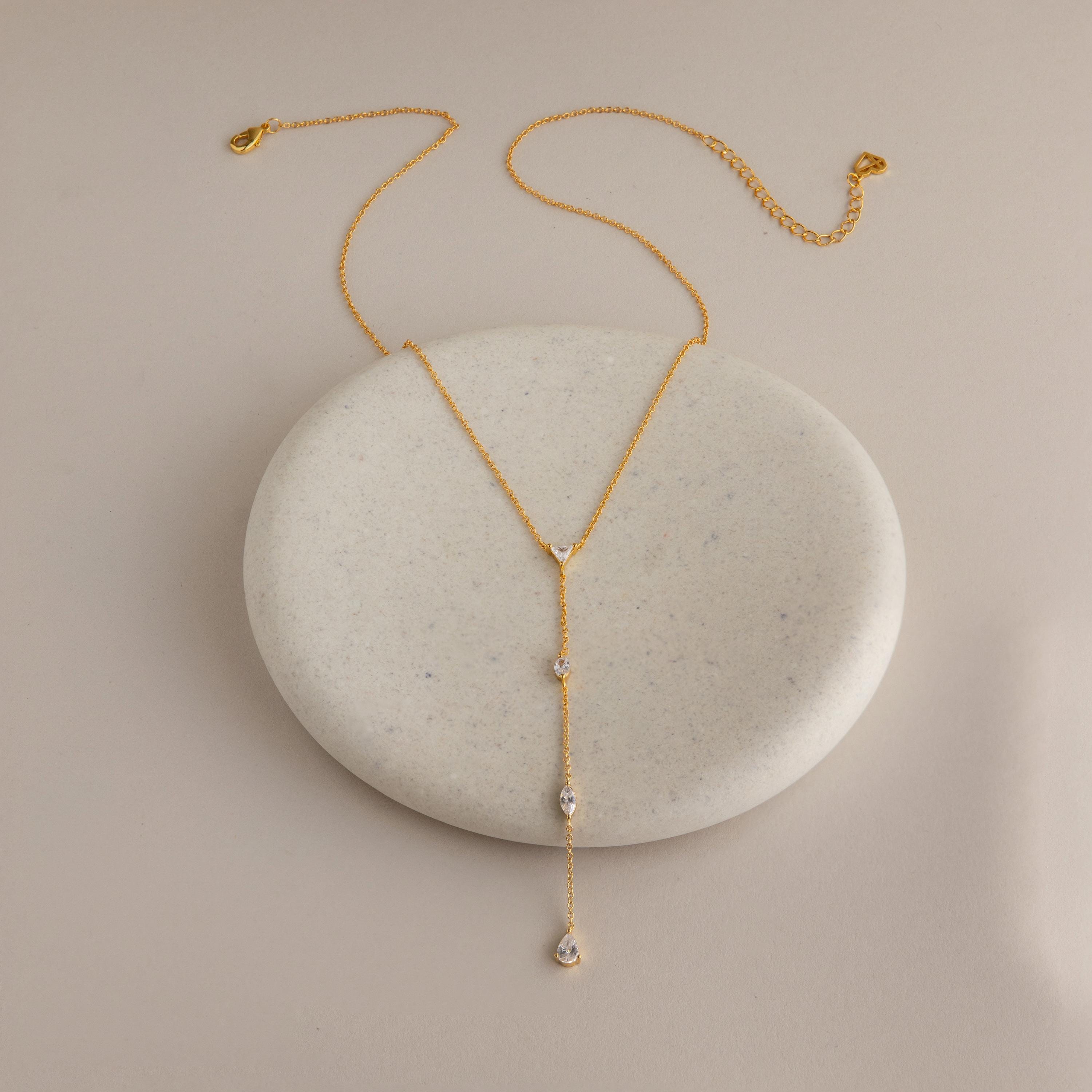 Mixed Diamond Lariat Necklace