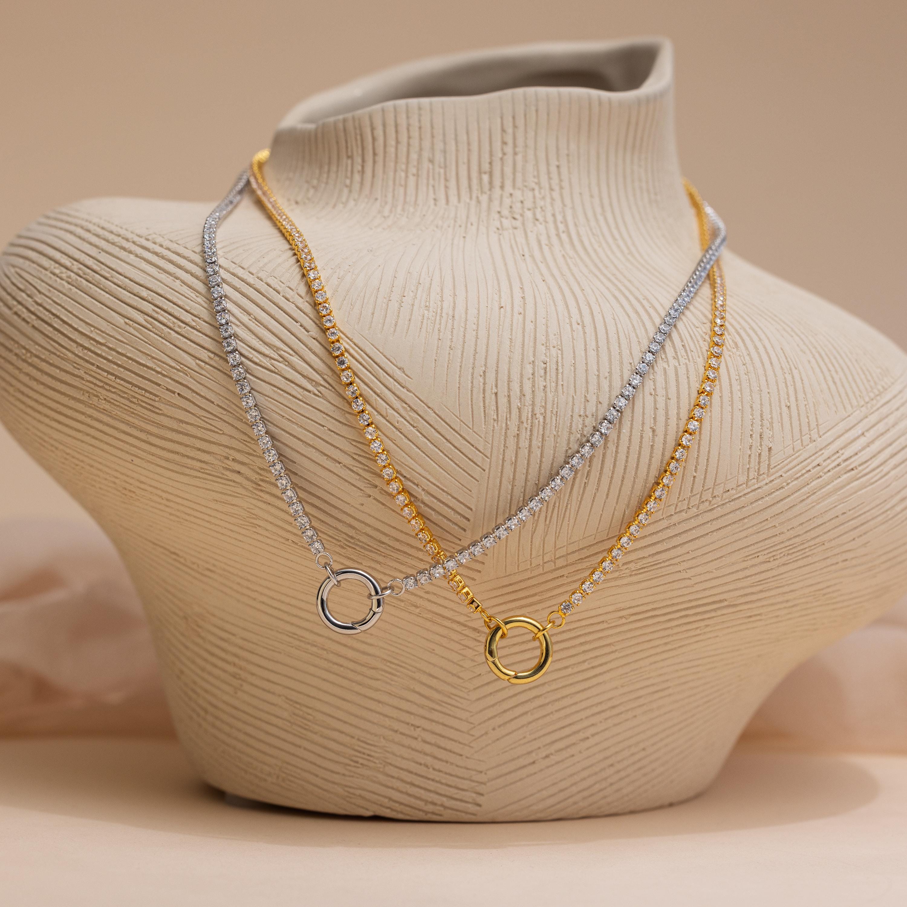 Diamond Tennis Clasp Necklace