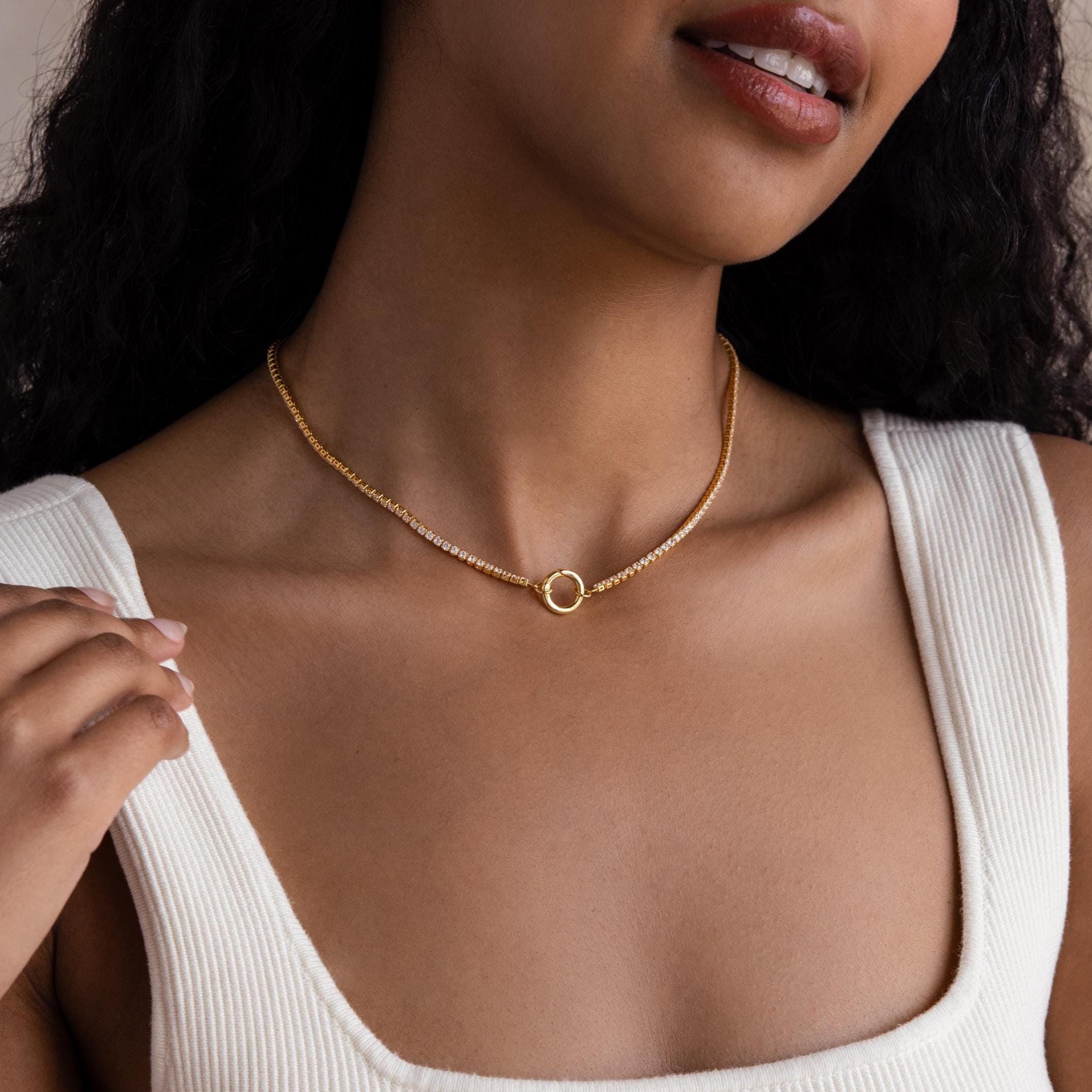 Diamond Tennis Clasp Necklace